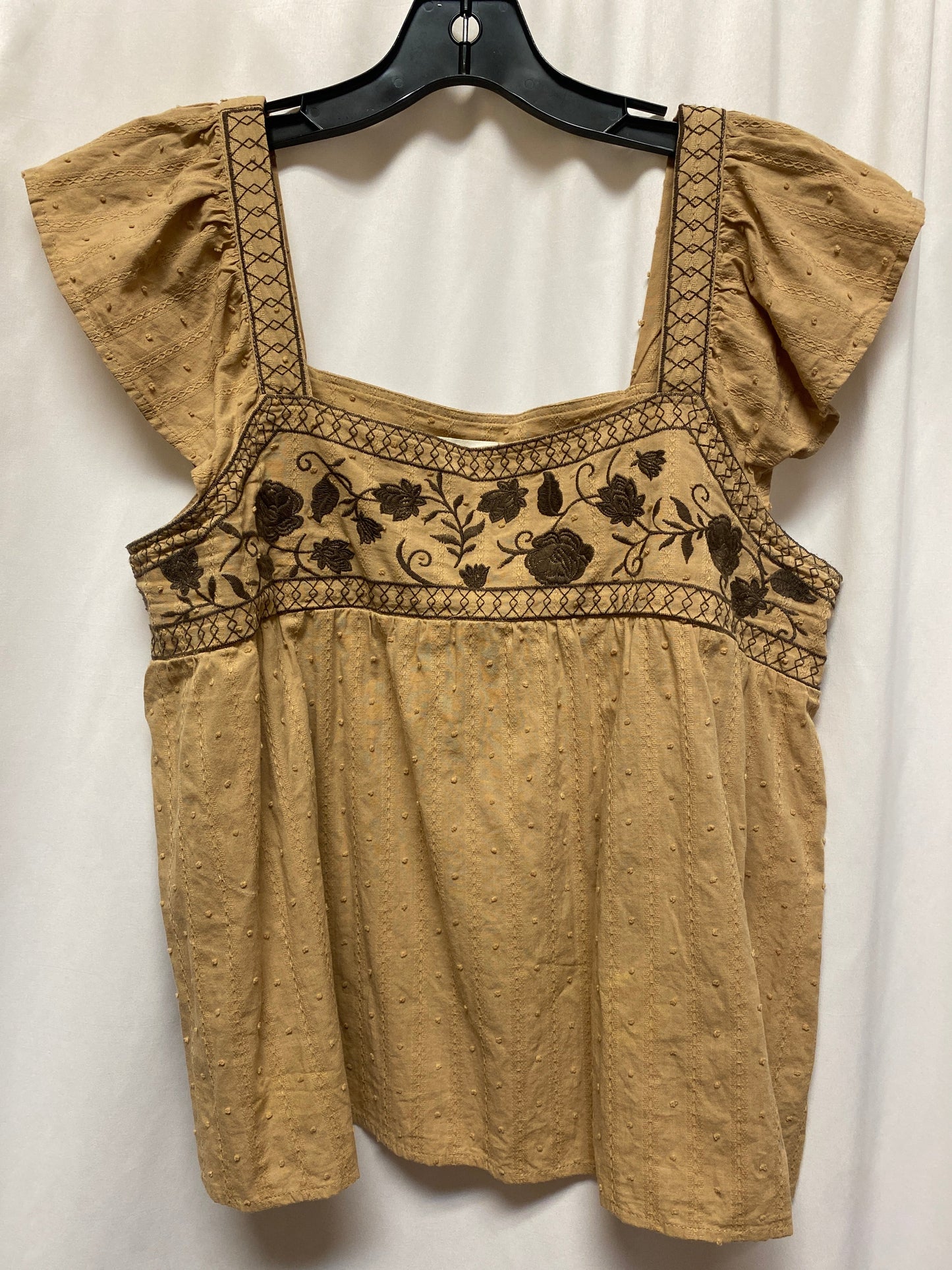 Top Sleeveless By Mine In Brown, Size: L