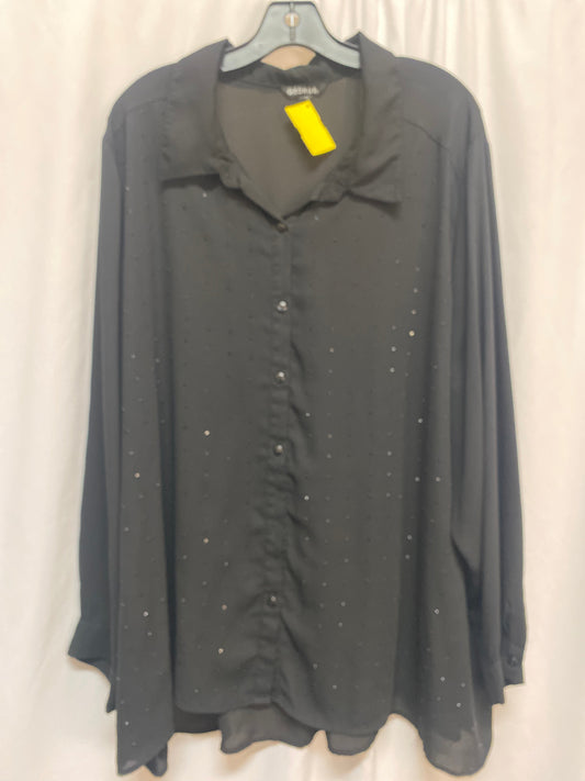 Top Long Sleeve By George In Black, Size: 4x