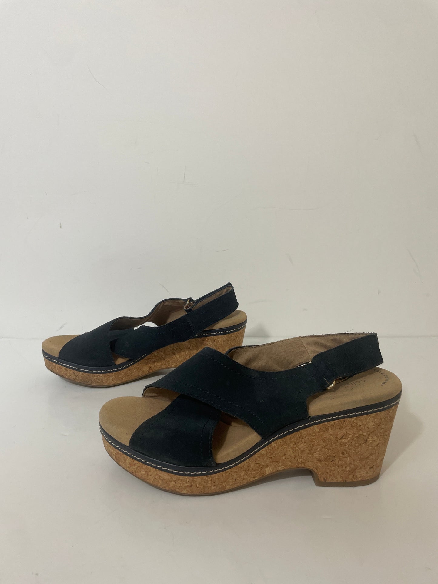 Sandals Heels Block By Clarks In Navy, Size: 9