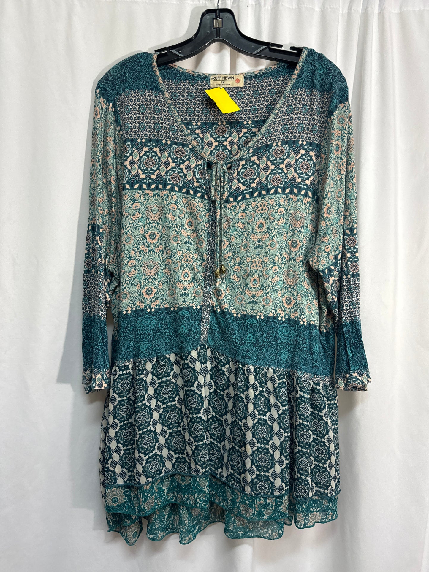 Top Long Sleeve By Ruff Hewn In Teal, Size: 1x