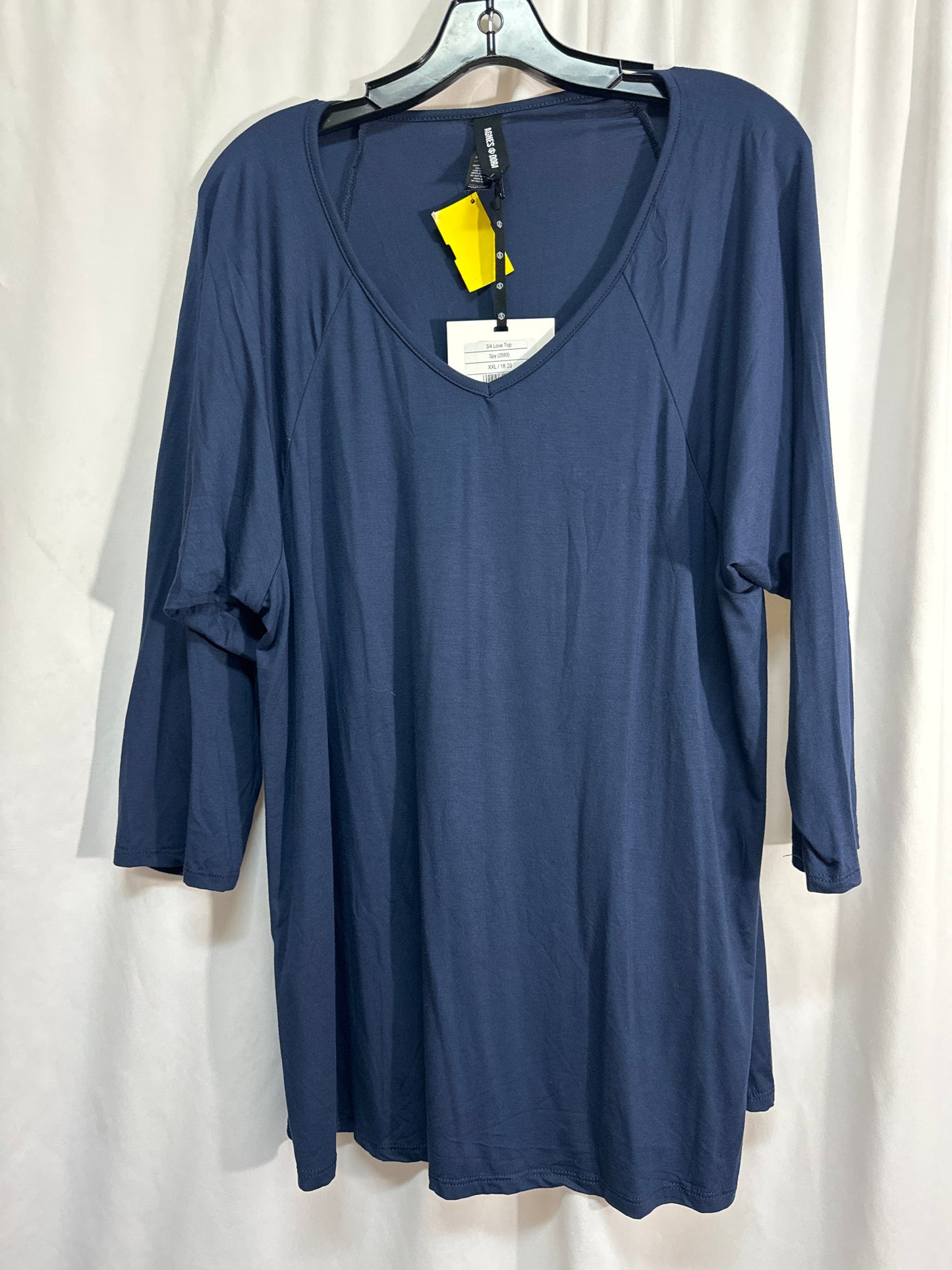 Top 3/4 Sleeve By Agnes & Dora In Navy, Size: Xxl