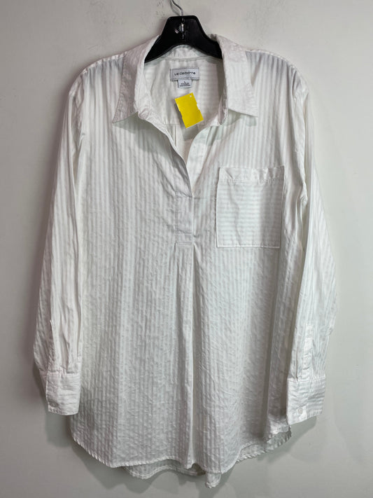 Top Long Sleeve By Liz Claiborne In White, Size: L