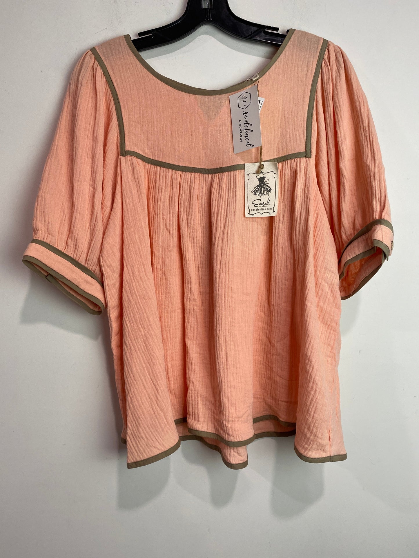 Top Short Sleeve By Easel In Peach, Size: L