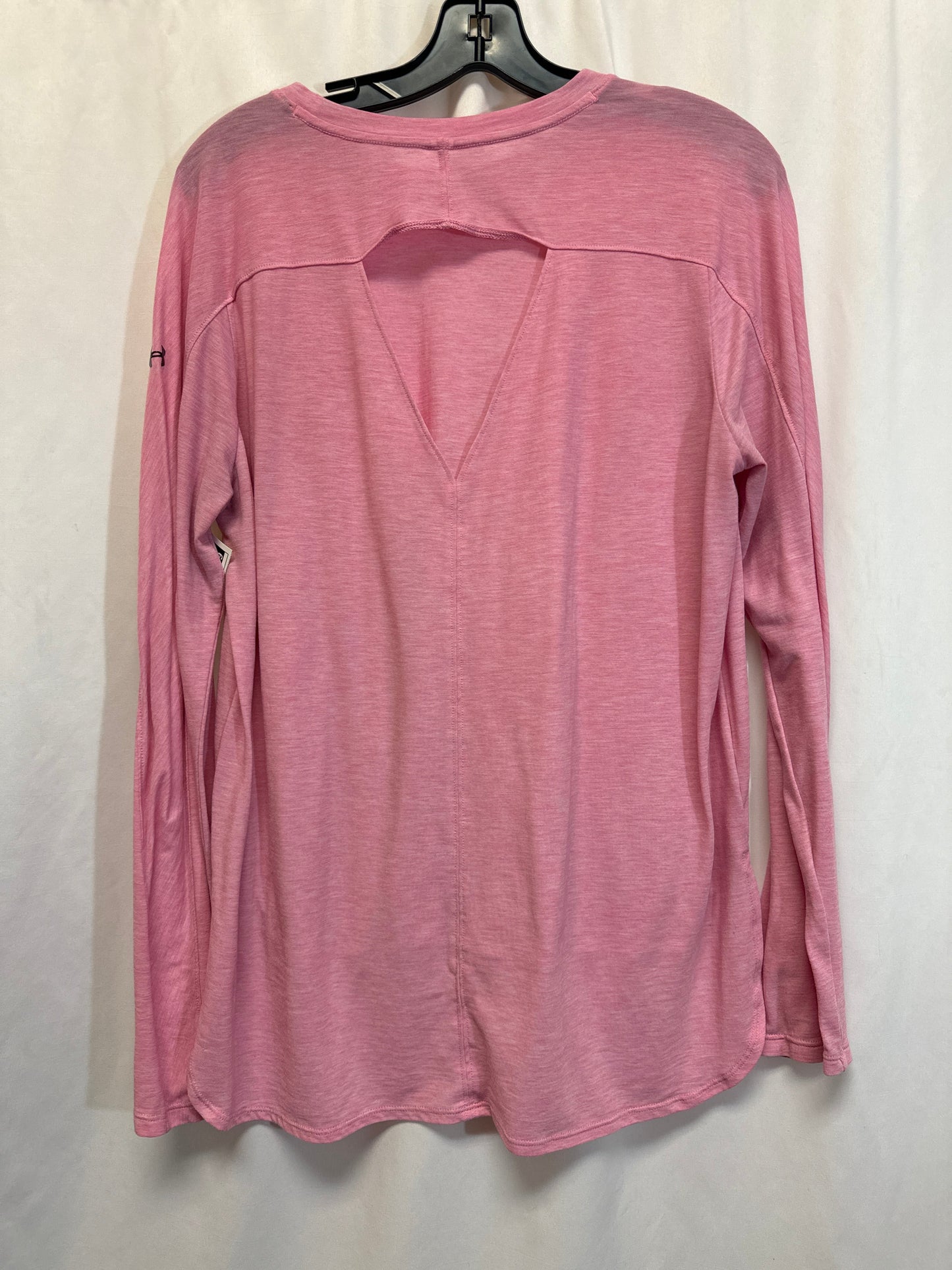 Athletic Top Long Sleeve Crewneck By Under Armour In Pink, Size: M