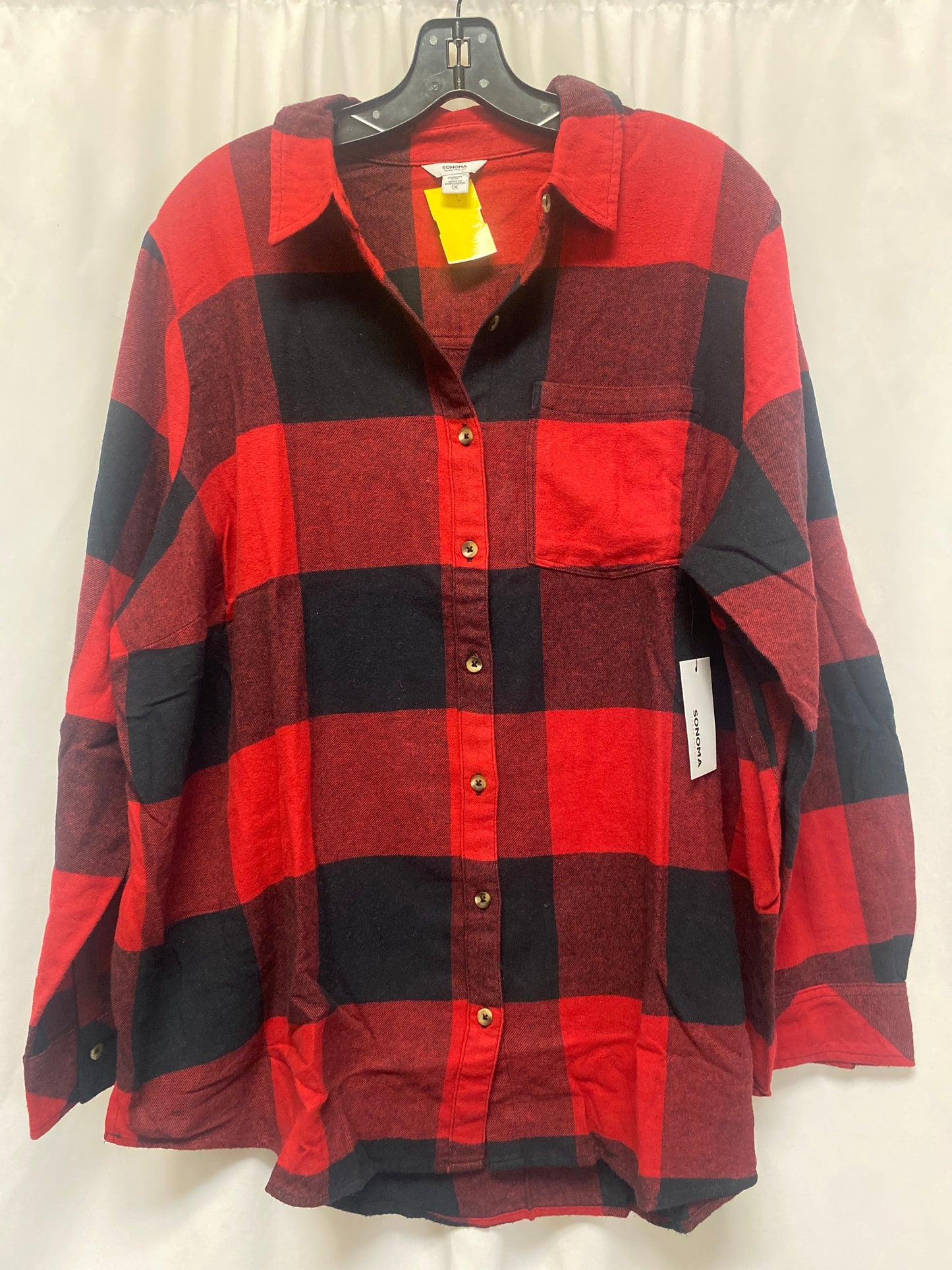 Top Long Sleeve By Sonoma In Red, Size: 1x