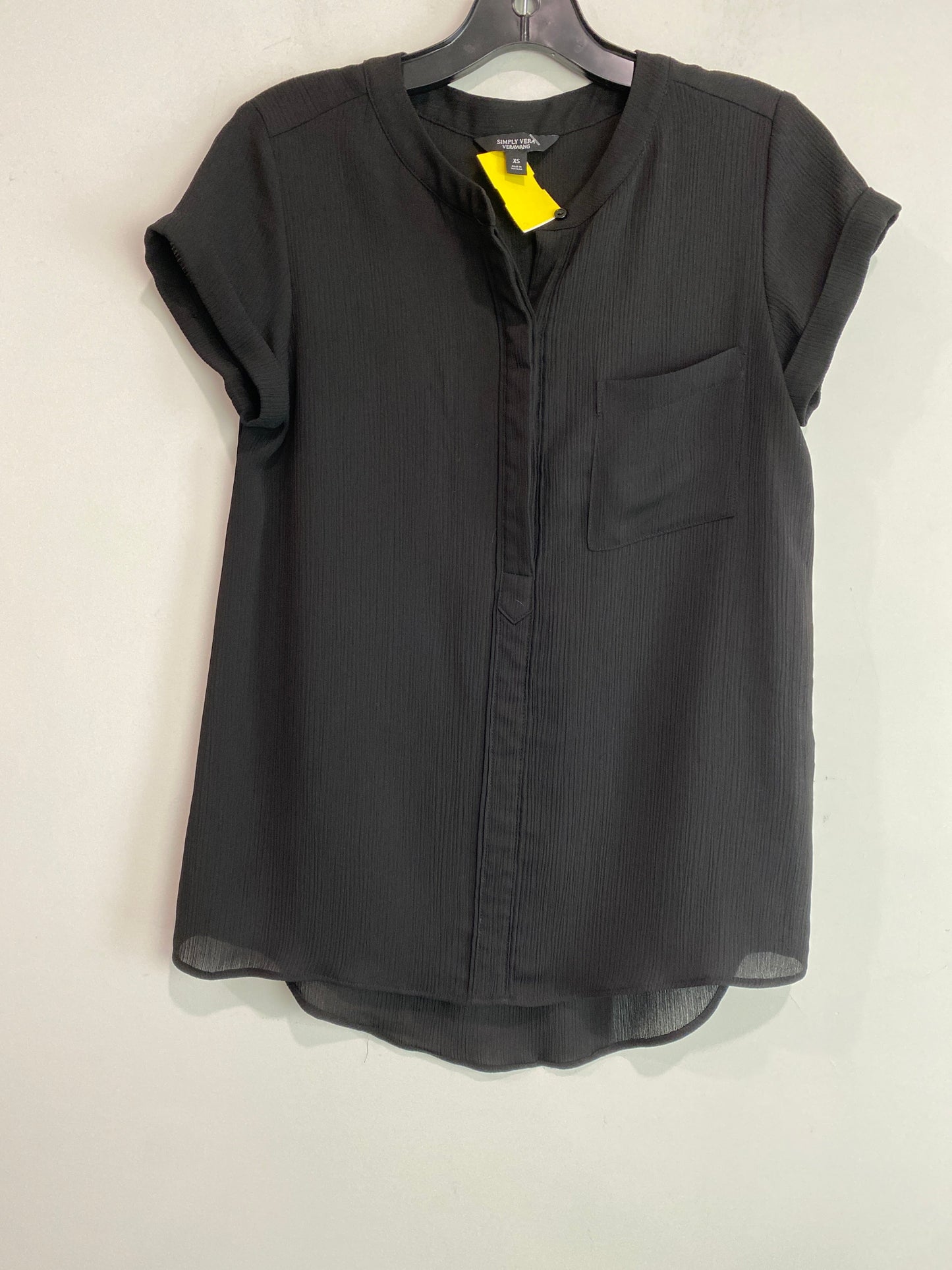 Top Short Sleeve By Simply Vera In Black, Size: Xs