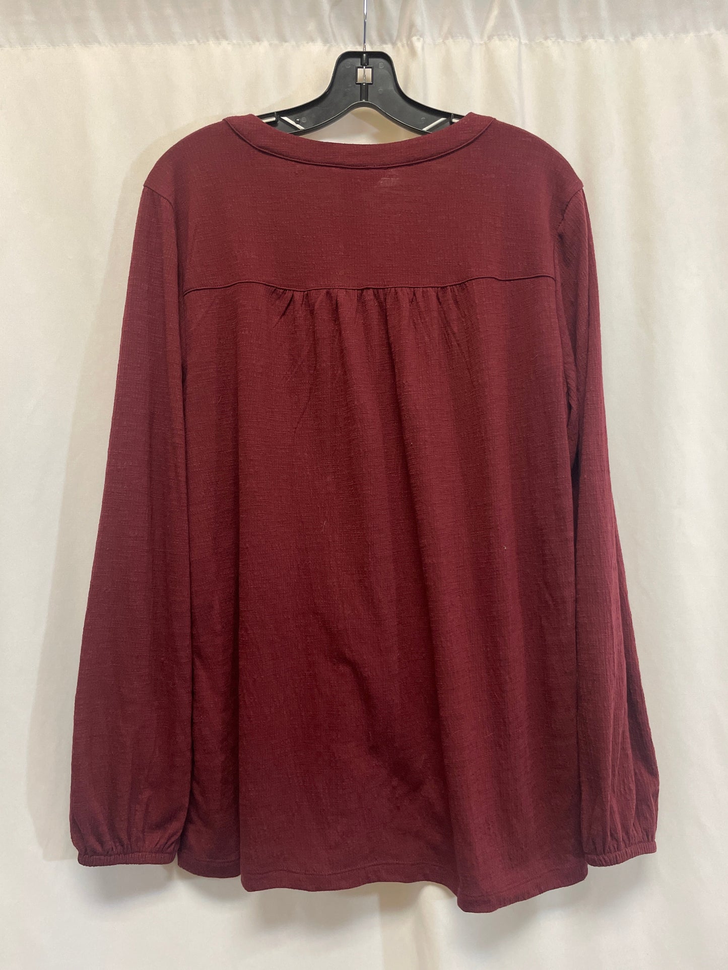 Top Long Sleeve By Christopher And Banks In Maroon, Size: Xl