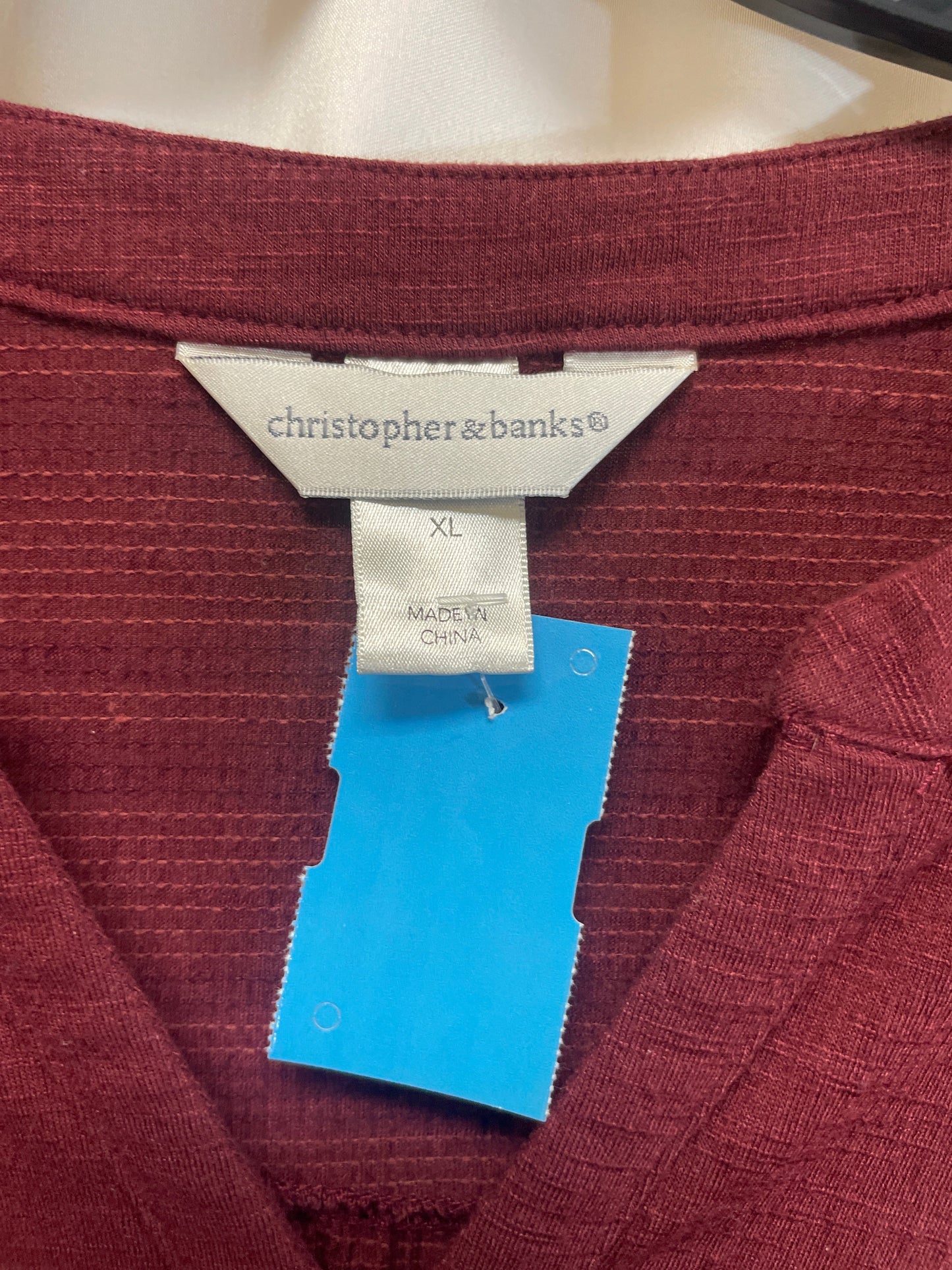 Top Long Sleeve By Christopher And Banks In Maroon, Size: Xl