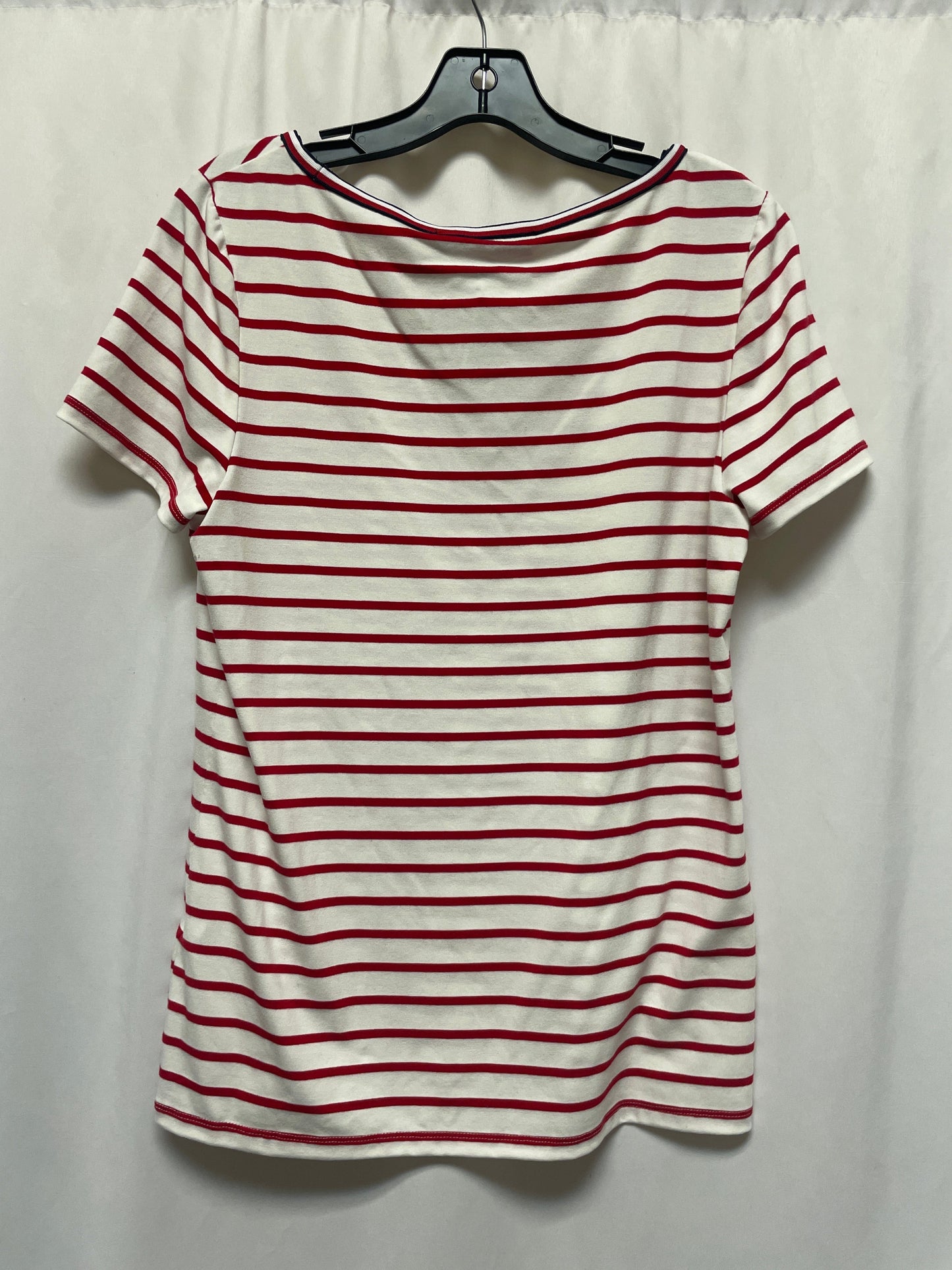 Top Short Sleeve By Tommy Hilfiger In Red & White, Size: M