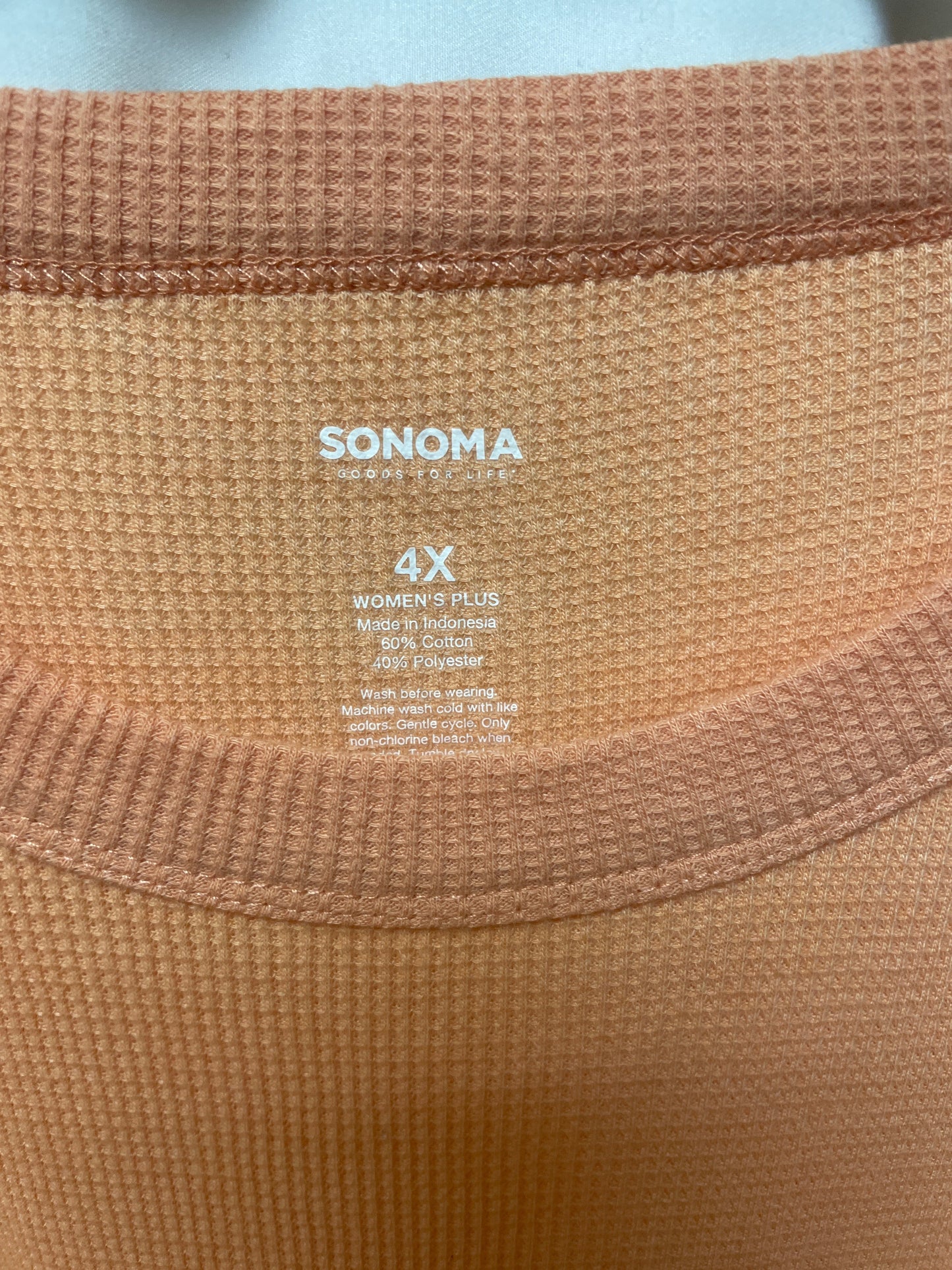 Top Long Sleeve By Sonoma In Peach, Size: 4x