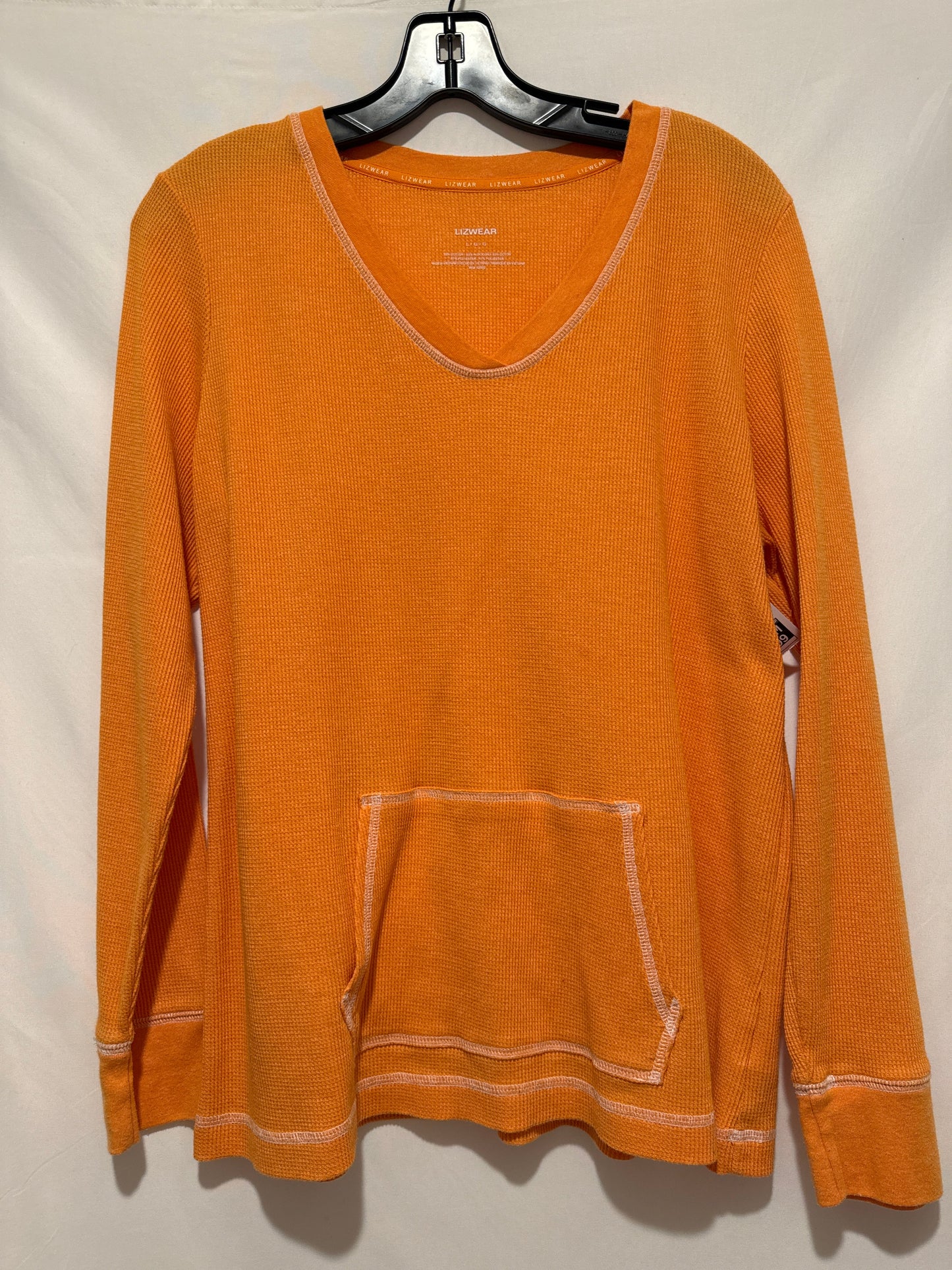 Top Long Sleeve By Liz Wear In Orange, Size: L