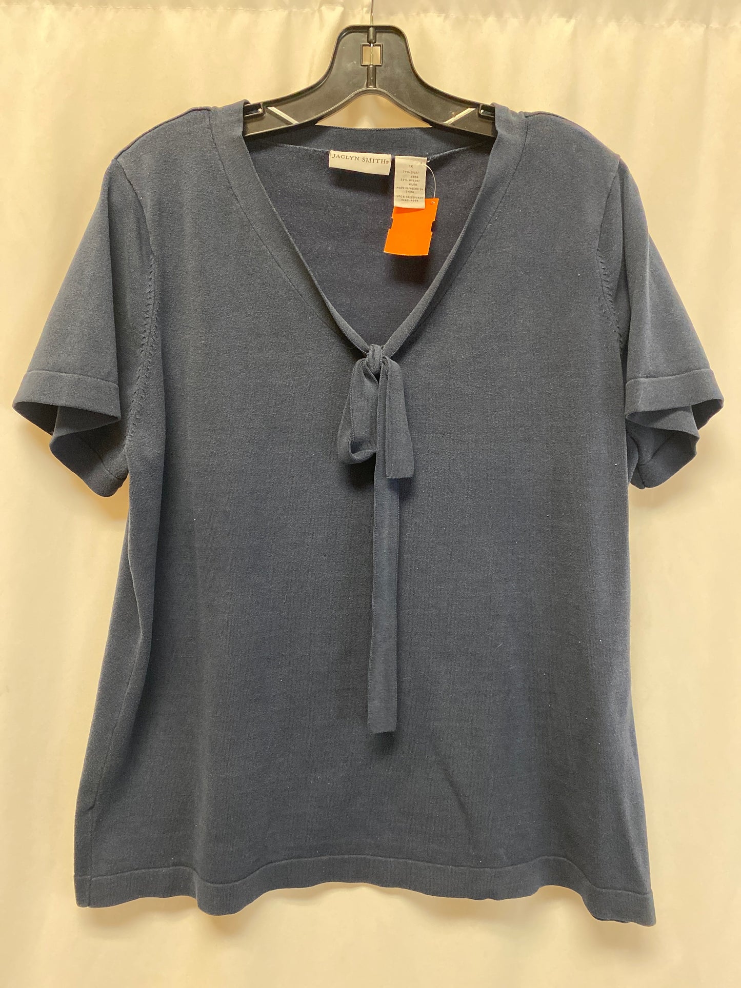 Top Short Sleeve By Jaclyn Smith In Blue, Size: 1x