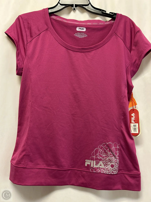 Athletic Top Short Sleeve By Fila In Pink, Size: L