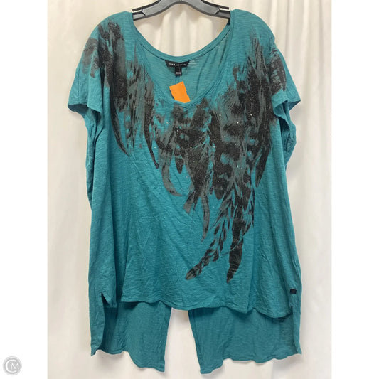 Top Short Sleeve By Rock And Republic In Green, Size: 2x