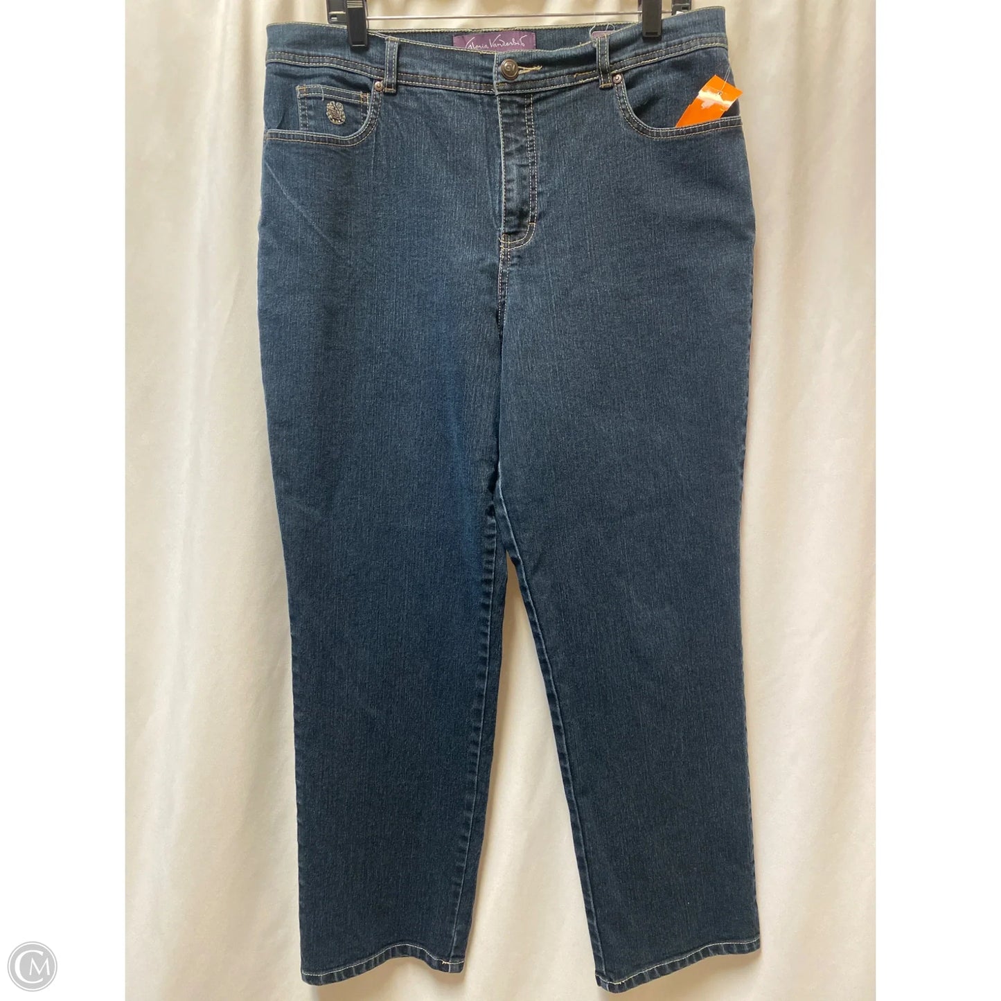 Jeans Straight By Gloria Vanderbilt In Blue Denim, Size: 14