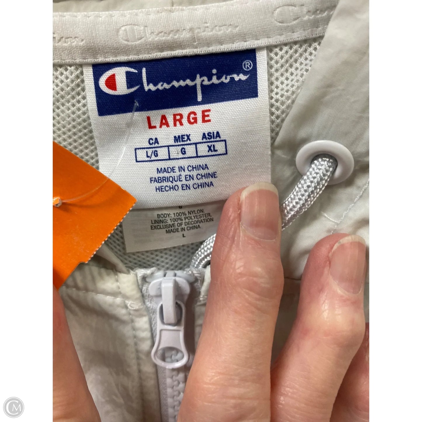 Athletic Jacket By Champion In White, Size: L