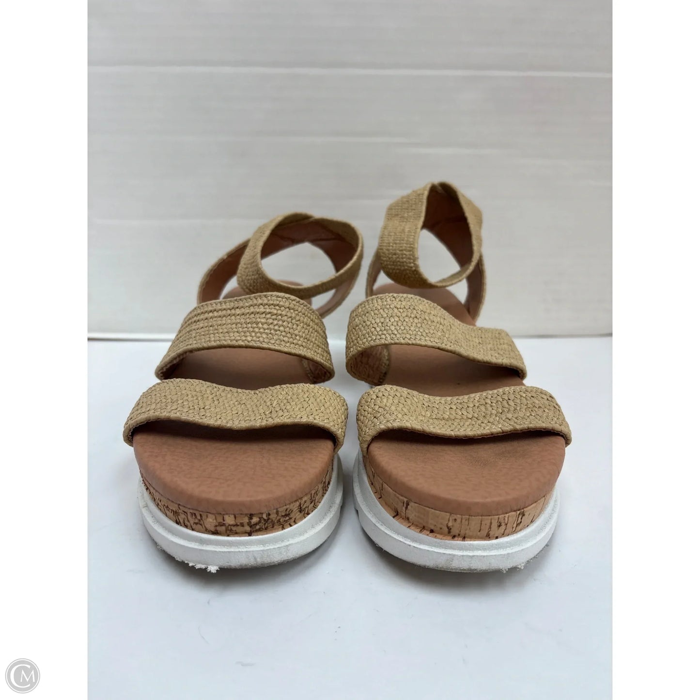 Sandals Heels Block By Top Moda In Tan, Size: 10