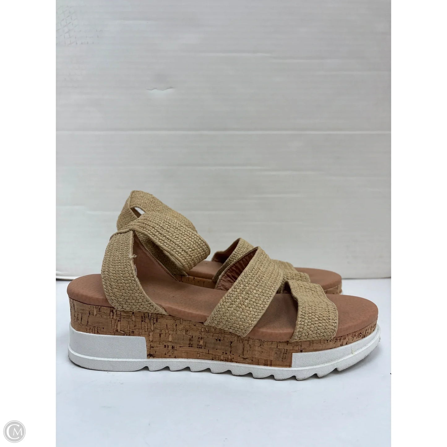 Sandals Heels Block By Top Moda In Tan, Size: 10