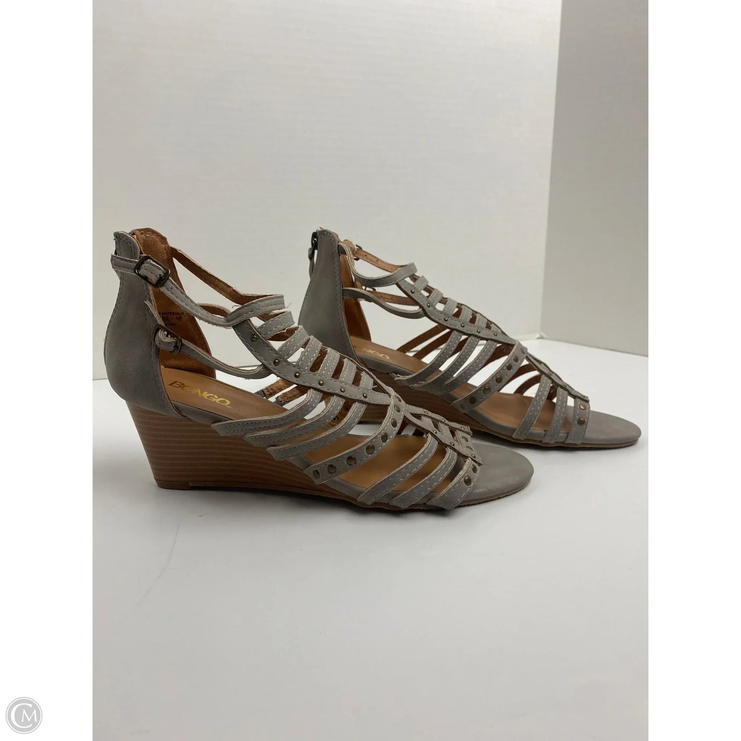 Sandals Heels Block By Bongo In Grey, Size: 6.5