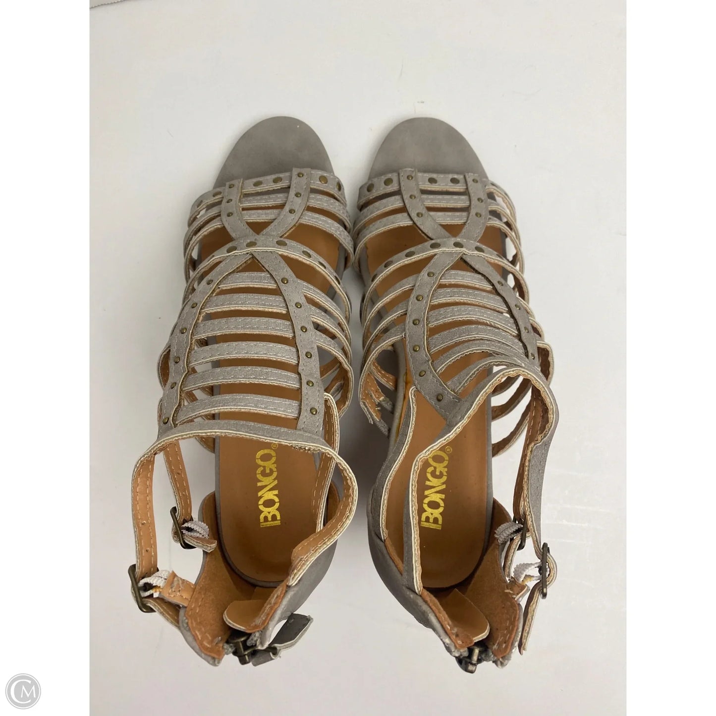 Sandals Heels Block By Bongo In Grey, Size: 6.5