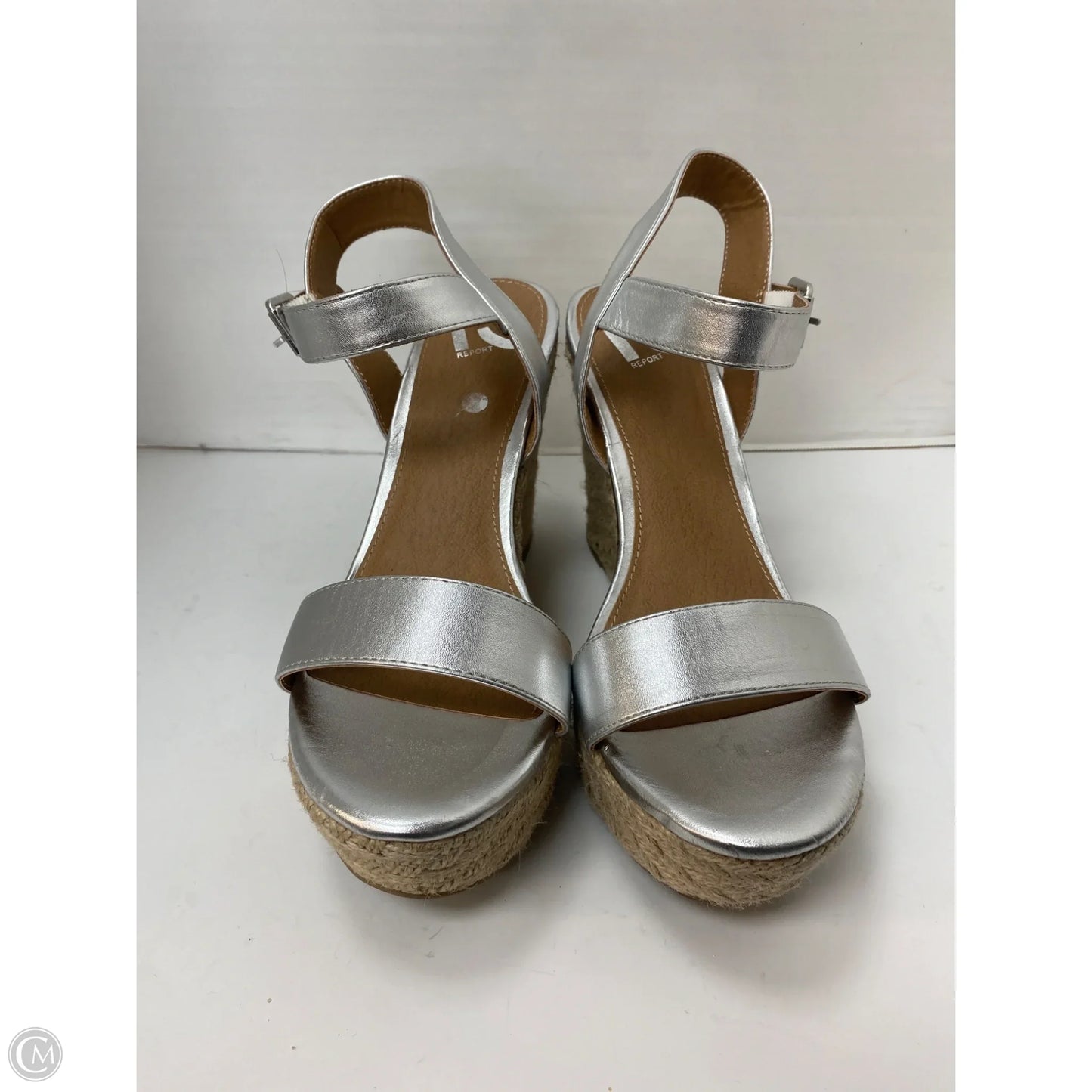 Sandals Heels Block By Report In Silver, Size: 9.5