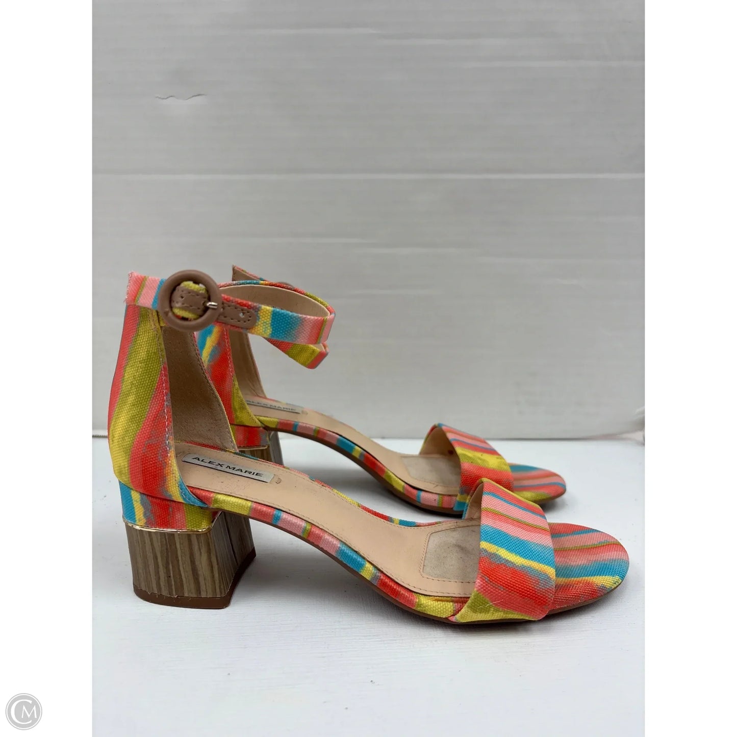 Sandals Heels Block By Alex Marie In Multi-colored, Size: 7