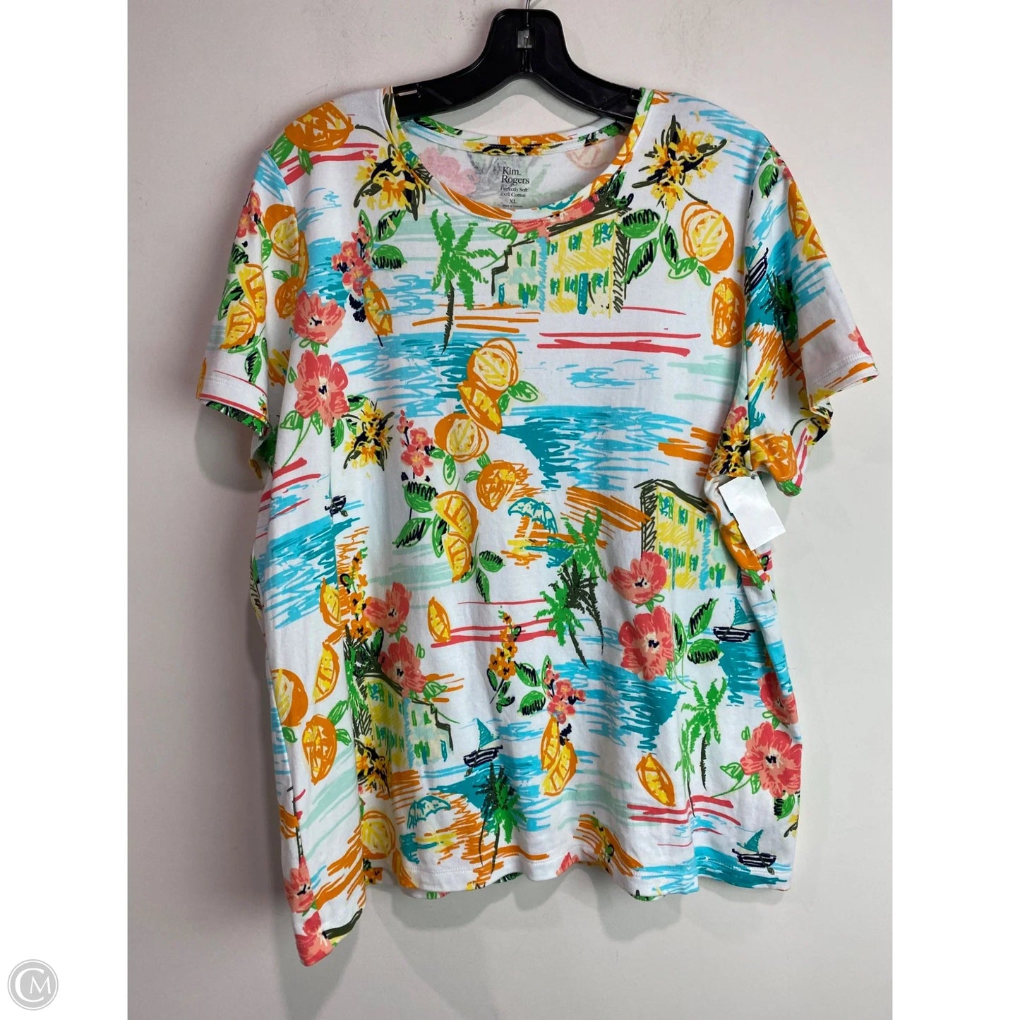 Top Short Sleeve By Kim Rogers In Yellow, Size: Xl