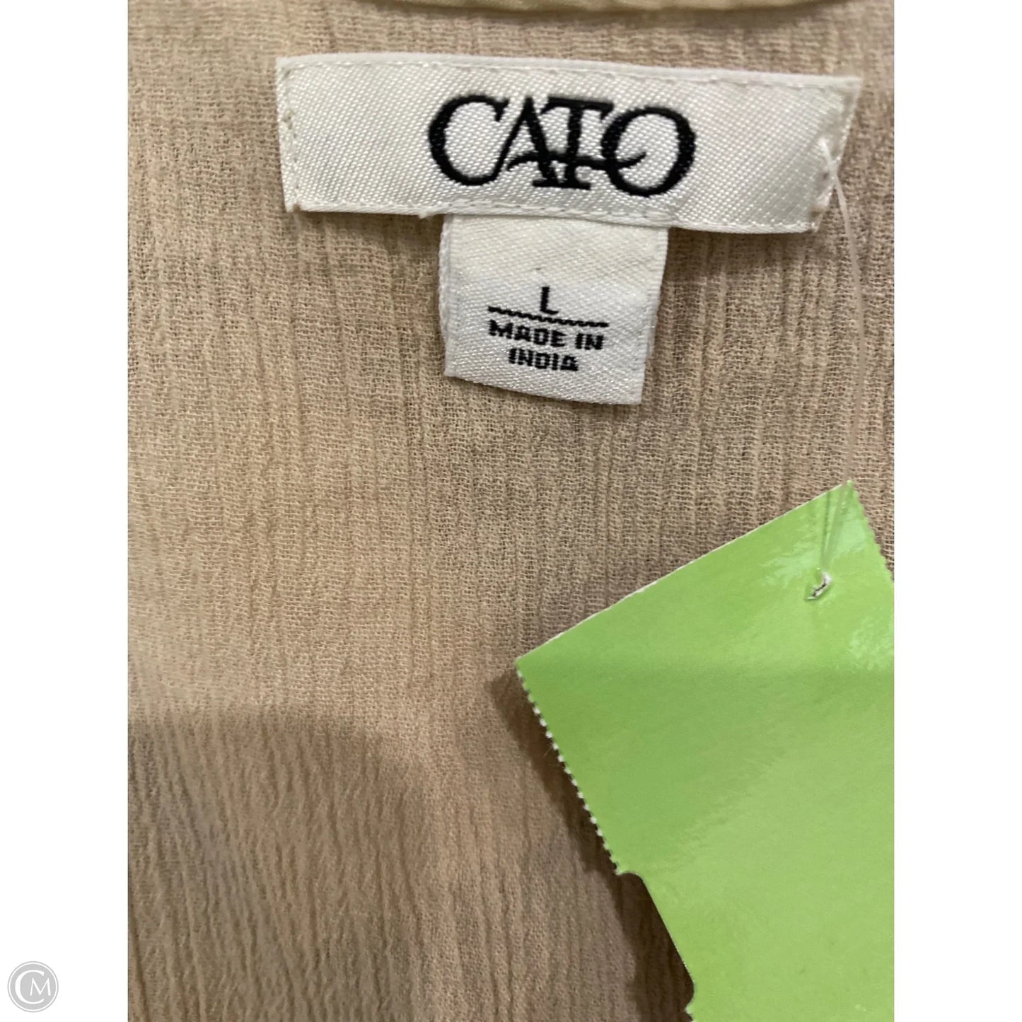Top Short Sleeve By Cato In Beige, Size: L