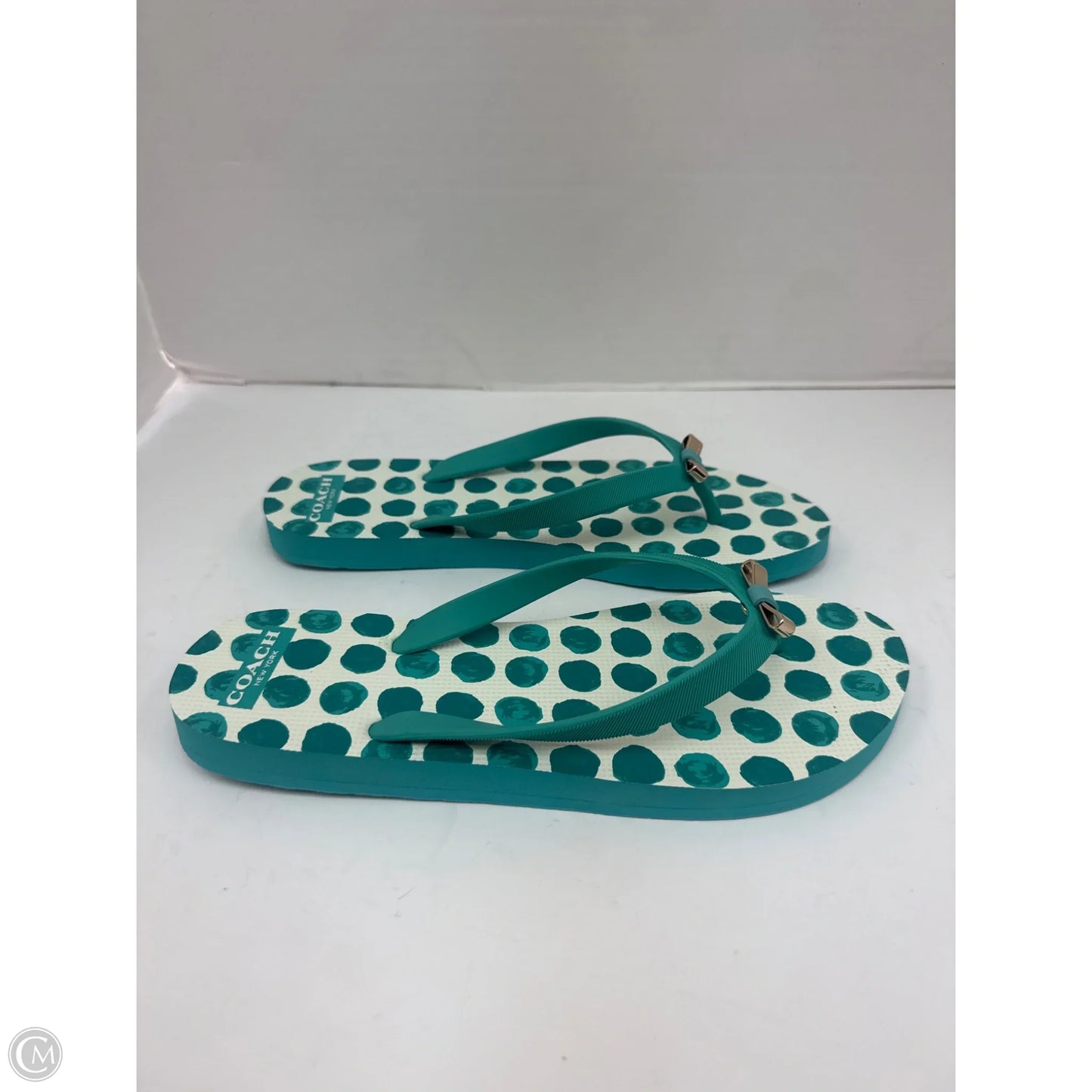 Sandals Designer By Coach In Aqua, Size: 9