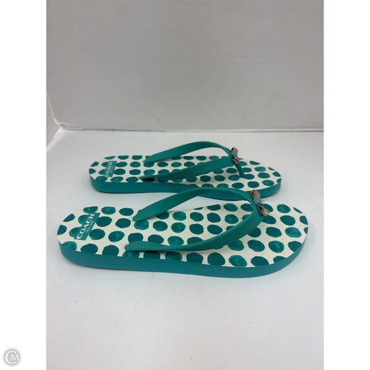 Sandals Designer By Coach In Aqua, Size: 9