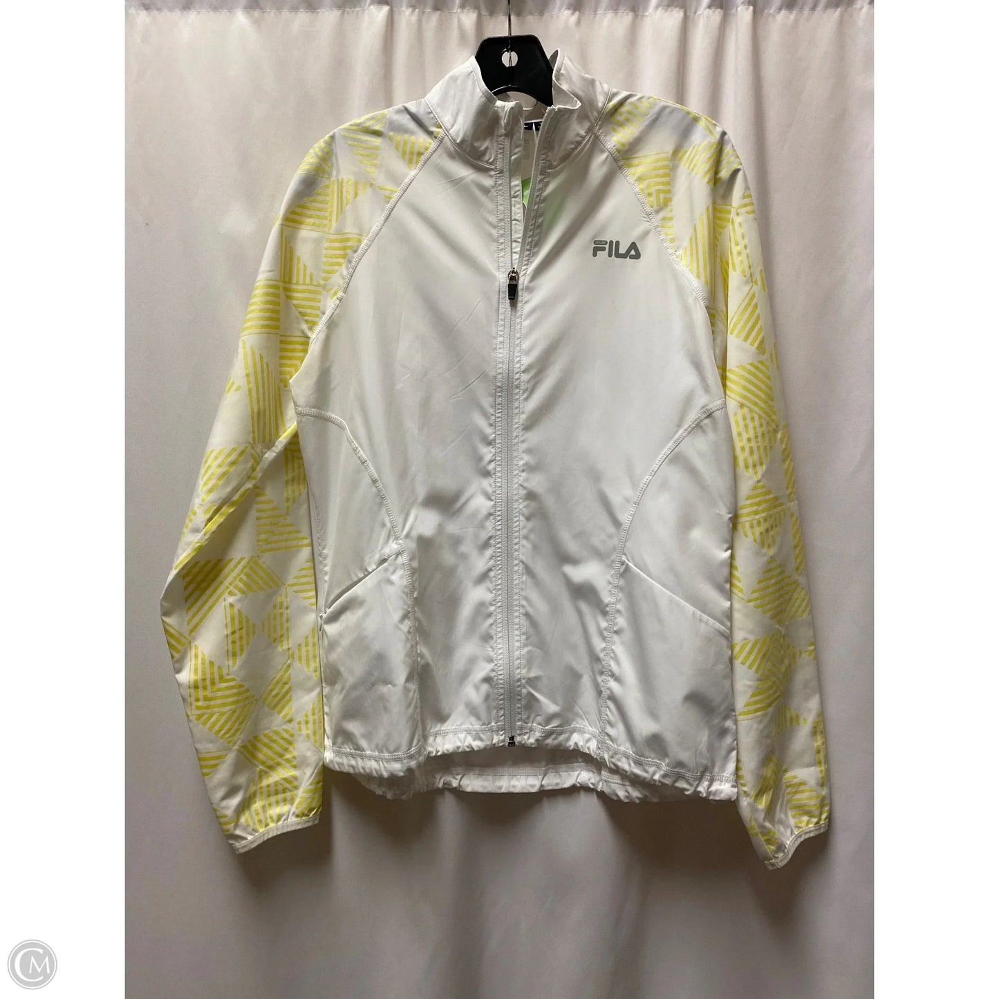 Athletic Jacket By Fila In White & Yellow, Size: S