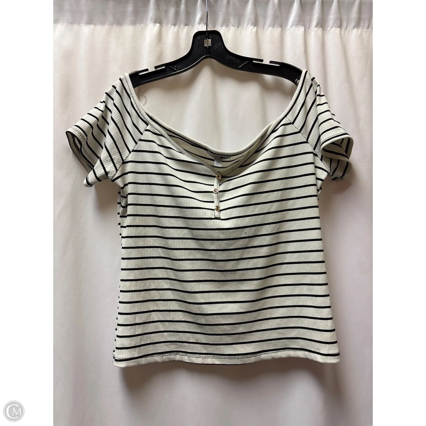 Top Short Sleeve By Fashion Nova In Black & White, Size: 2x