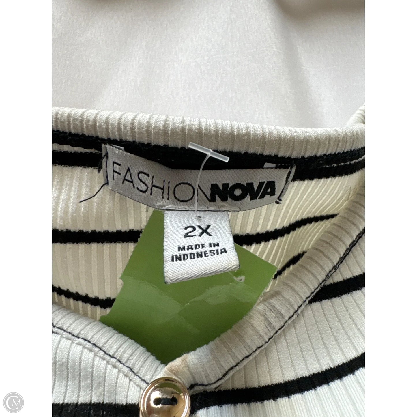 Top Short Sleeve By Fashion Nova In Black & White, Size: 2x