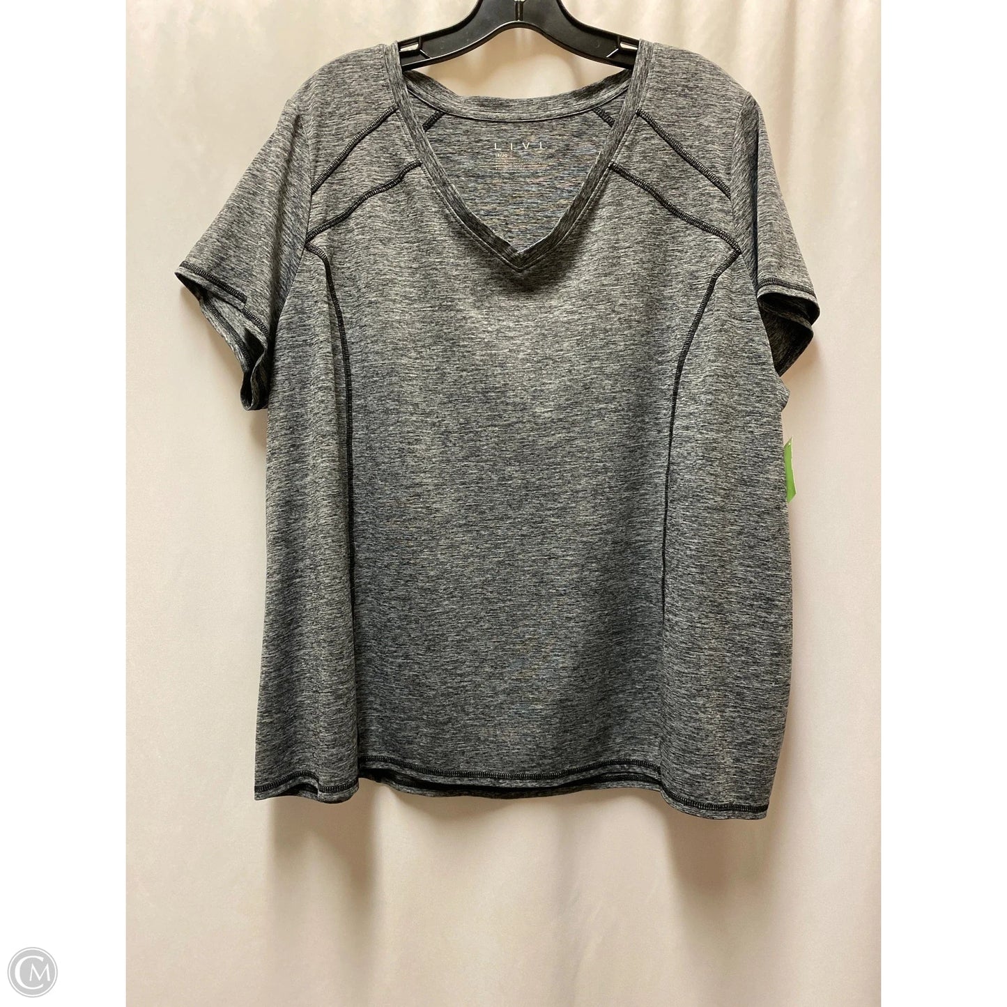 Athletic Top Short Sleeve By Livi Active In Grey, Size: 1x