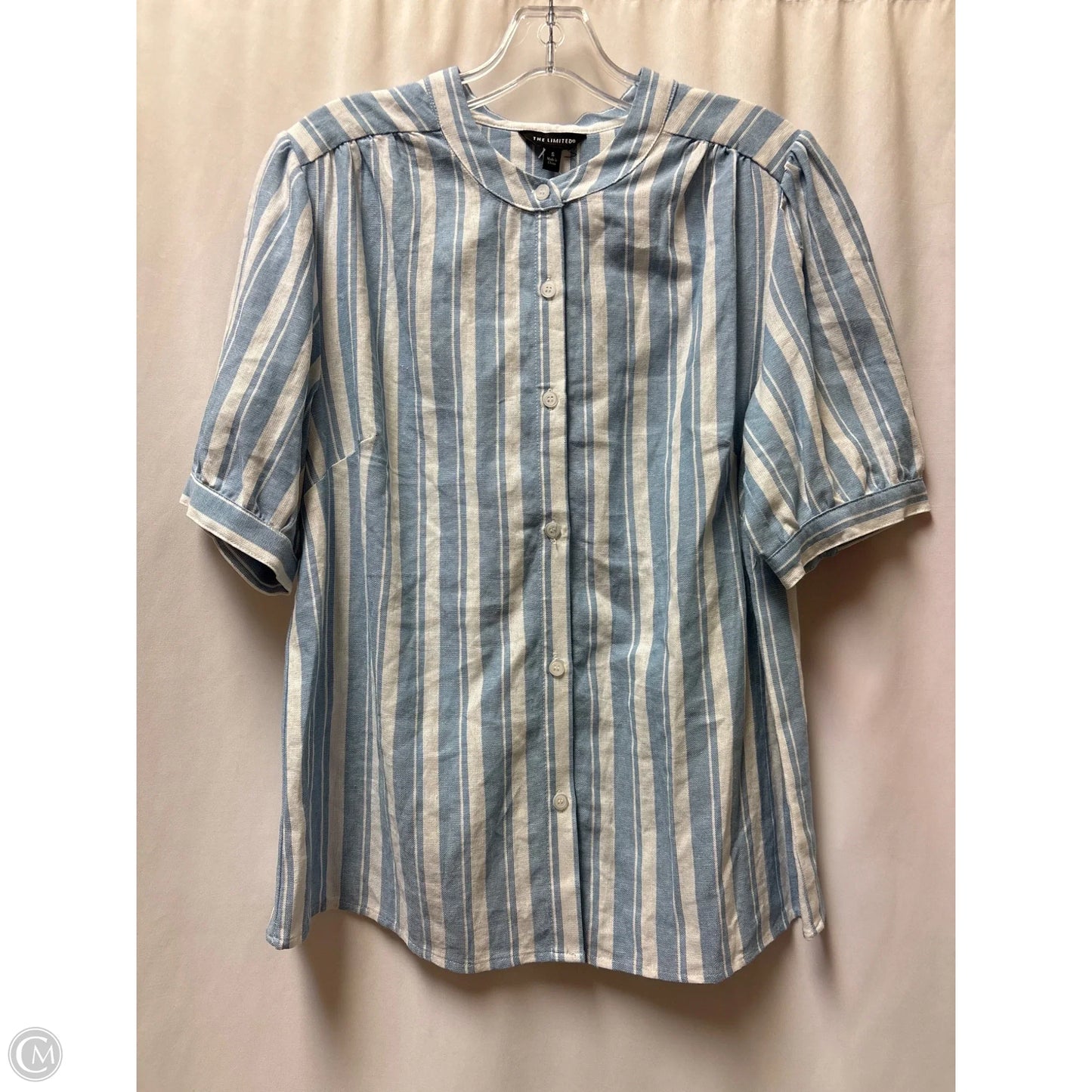 Top Short Sleeve By Limited In Blue & White, Size: S