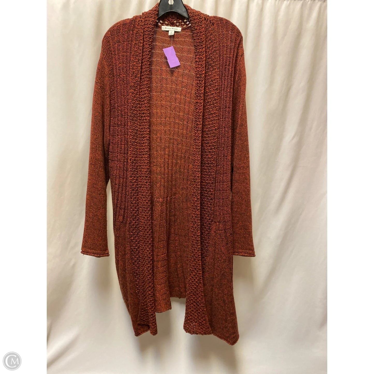 Cardigan By Studio Works In Maroon, Size: Xl