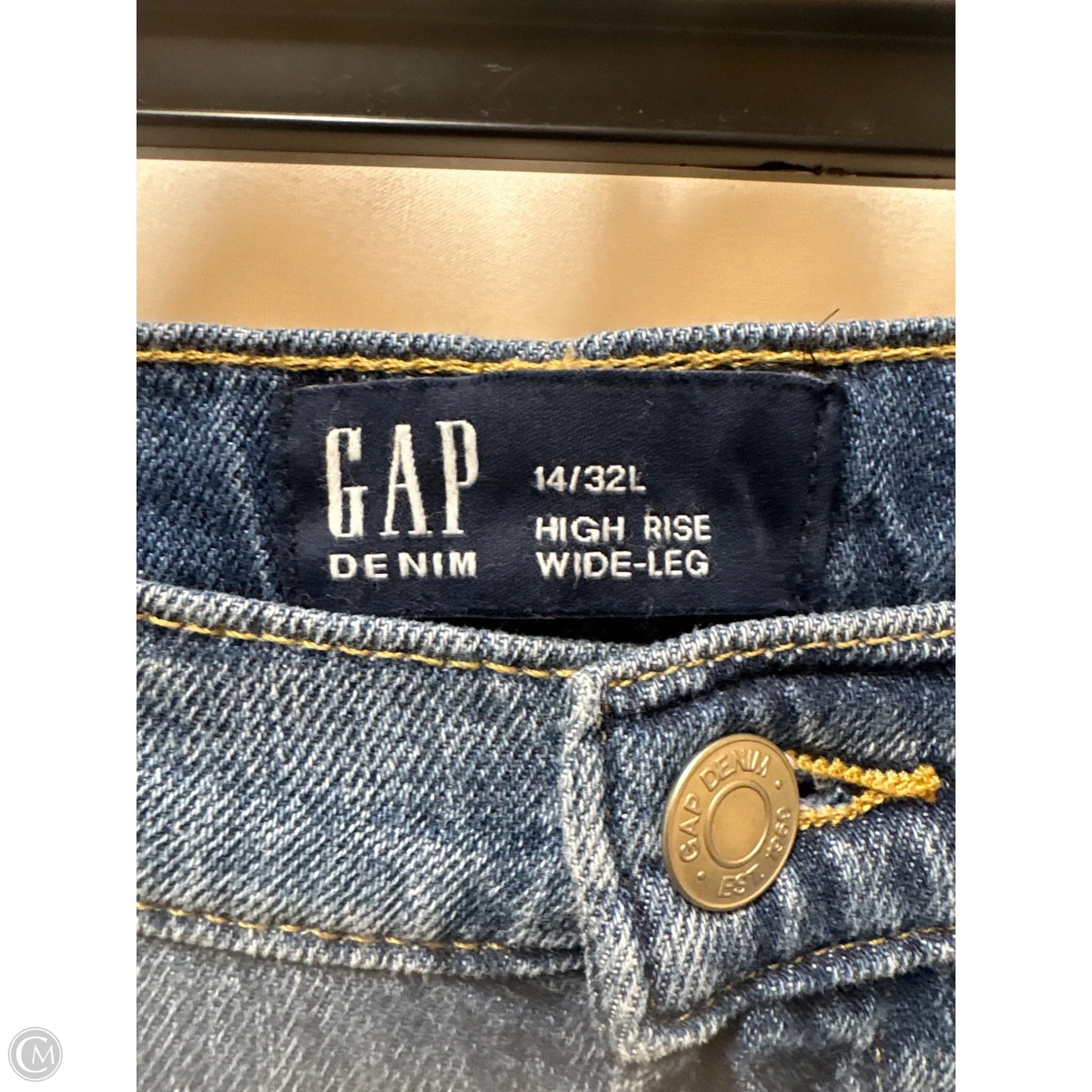 Jeans Wide Leg By Gap In Blue Denim, Size: 14