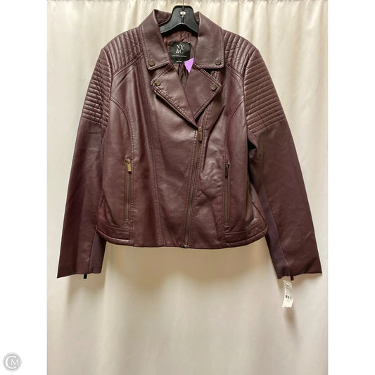 Jacket Moto By New York And Co In Purple, Size: L