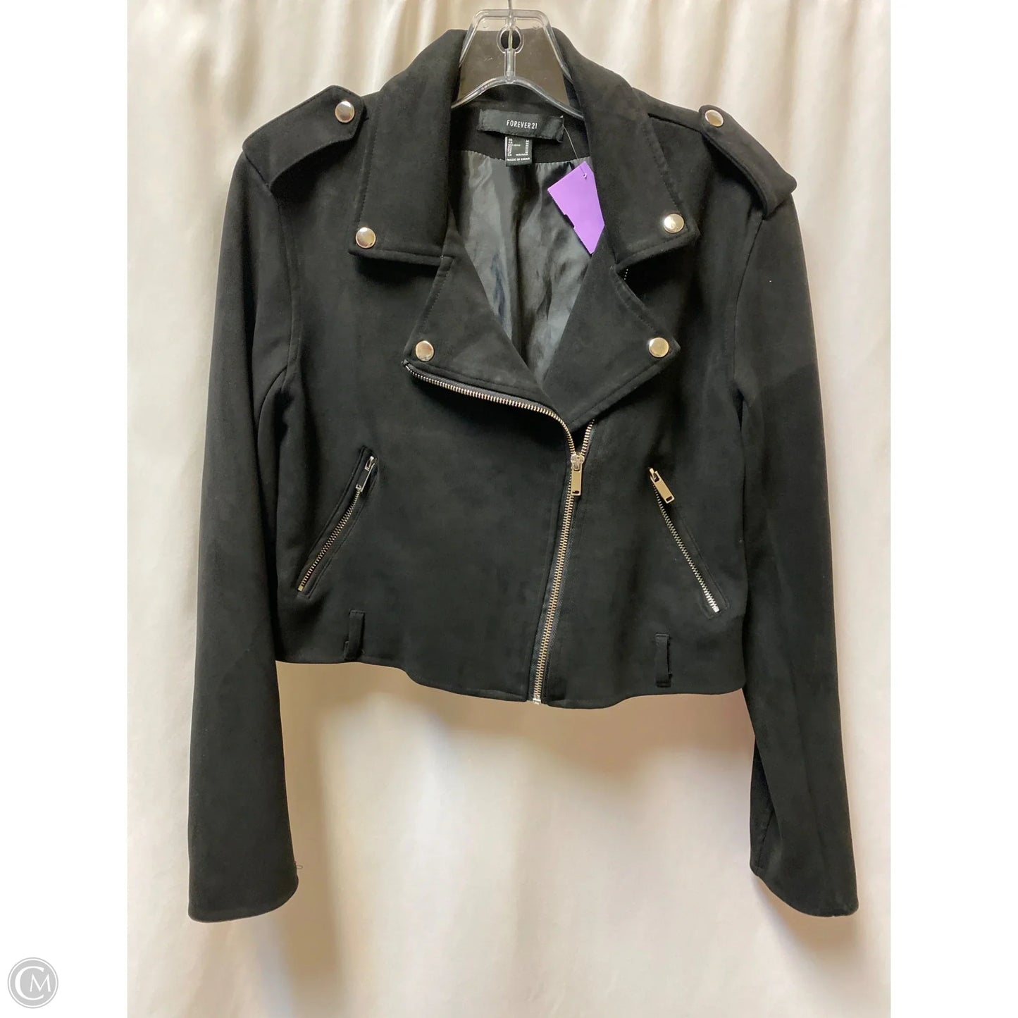 Jacket Moto By Forever 21 In Black, Size: M