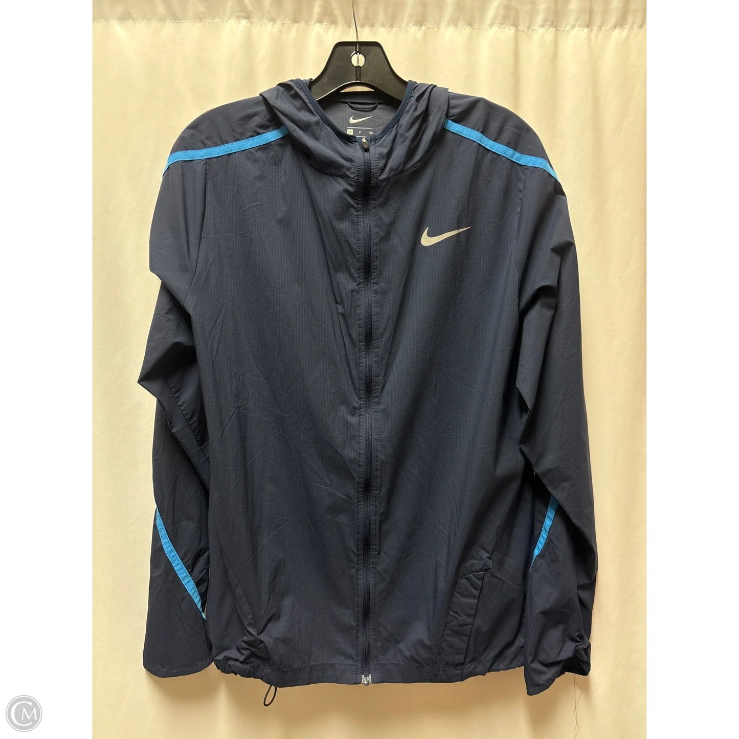 Athletic Jacket By Nike In Navy, Size: S