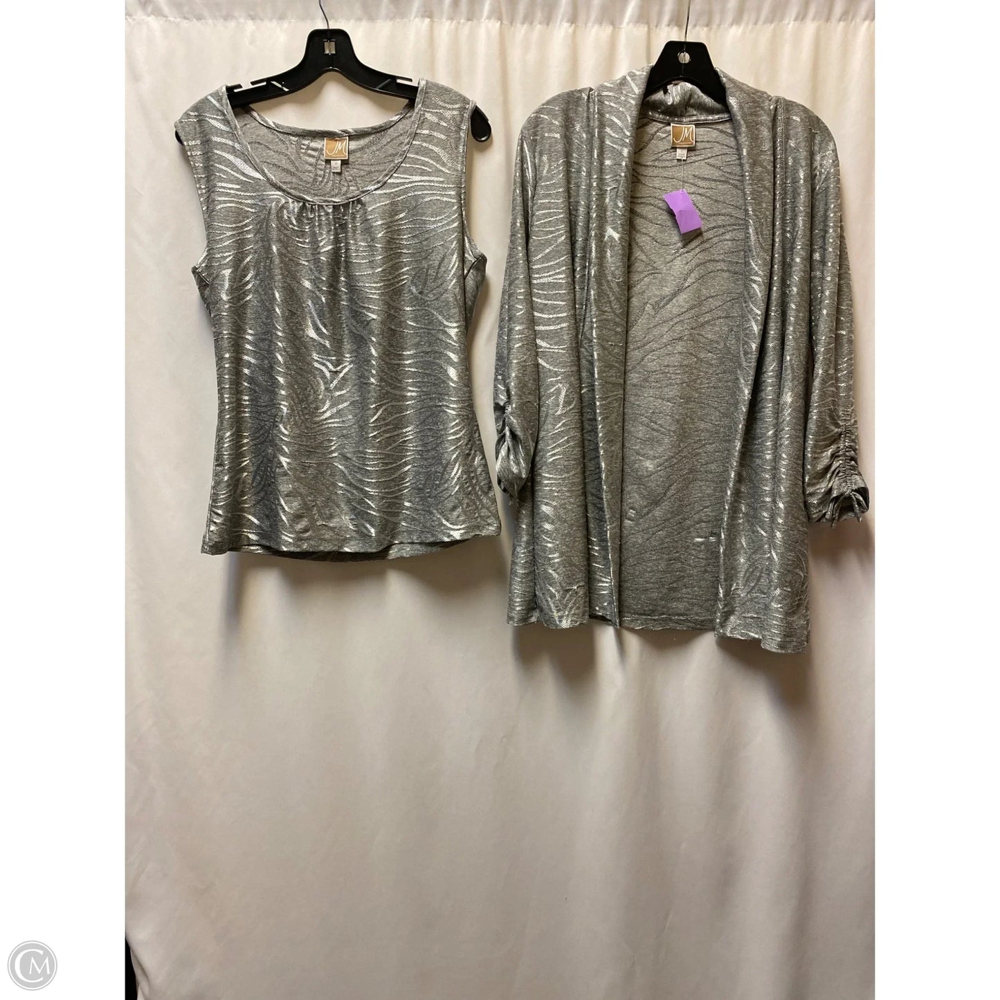 Top 2pc Sleeveless By Jm Collections In Silver, Size: S