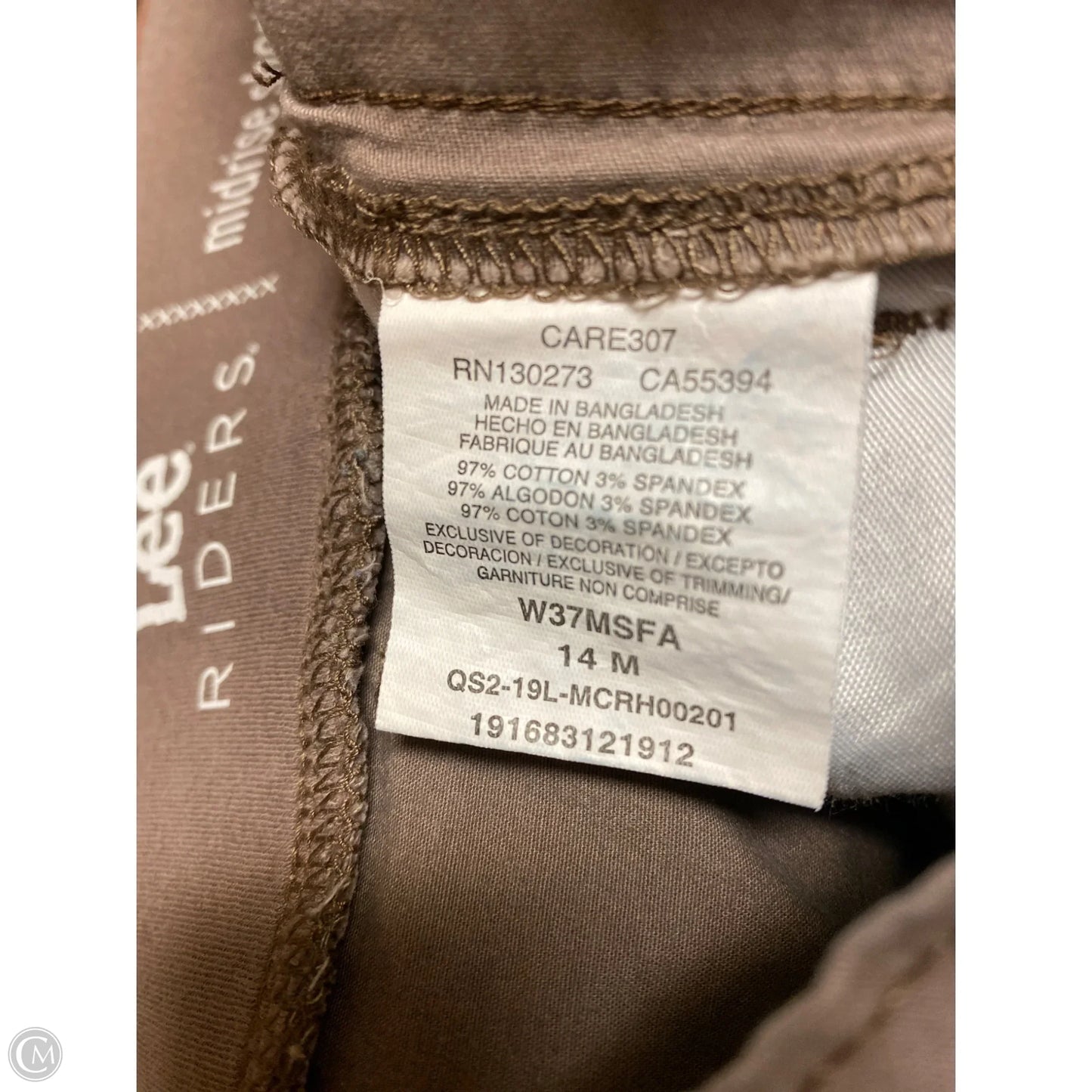 Shorts By Lee In Taupe, Size: 14