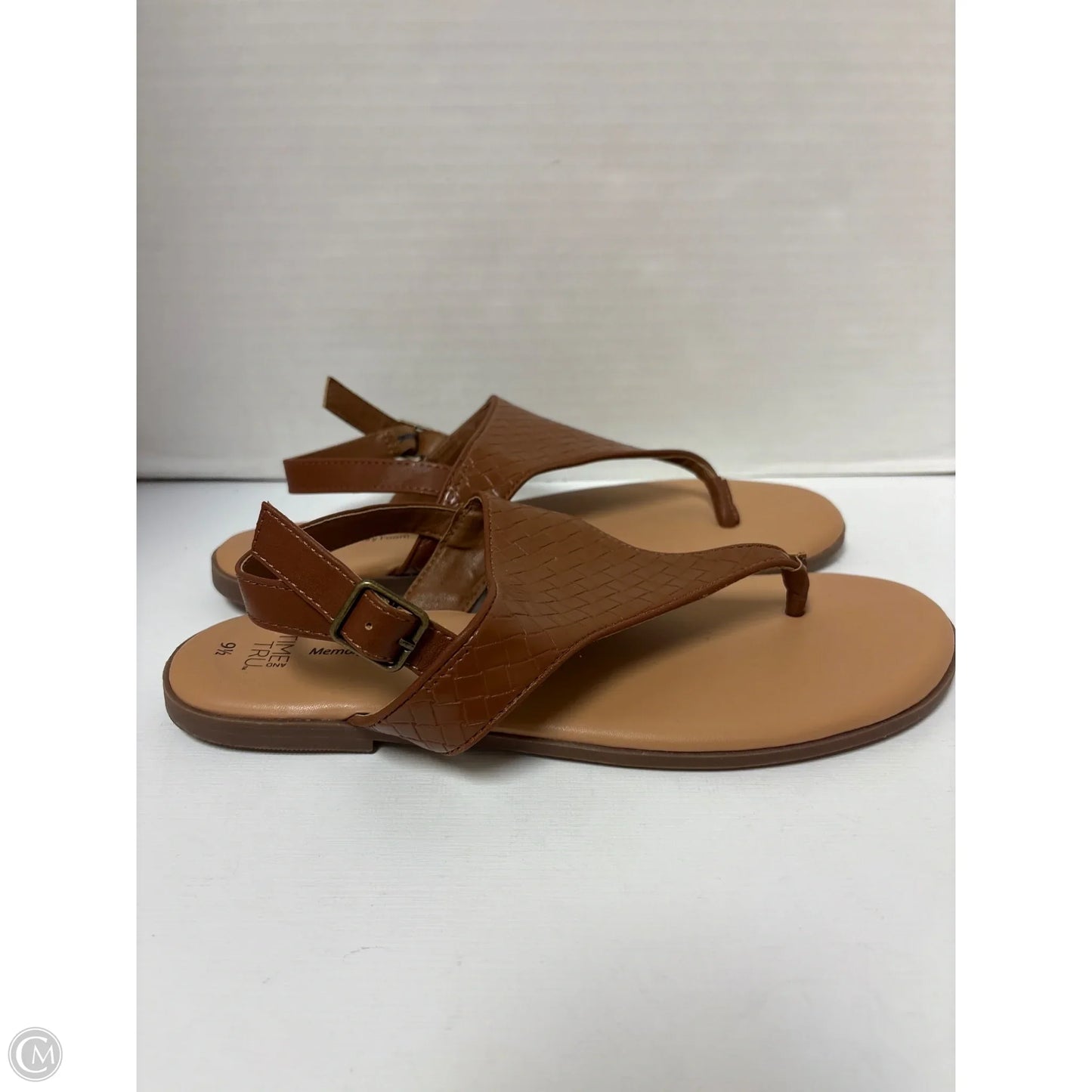 Sandals Flats By Time And Tru In Brown, Size: 9.5