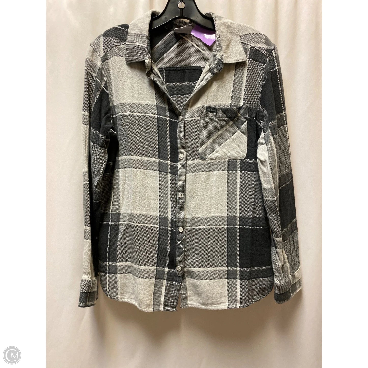 Top Long Sleeve By Columbia In Grey, Size: L