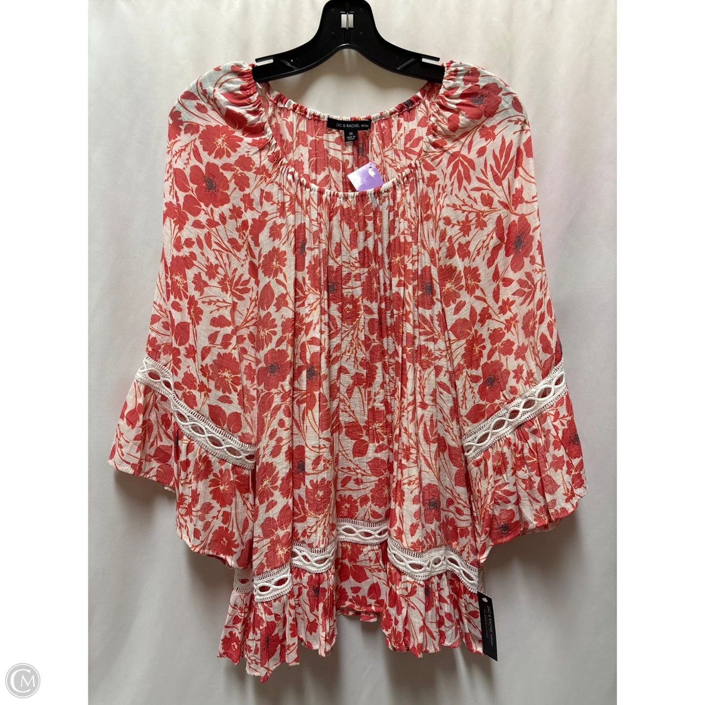 Top 3/4 Sleeve By Zac And Rachel In Pink, Size: 3x