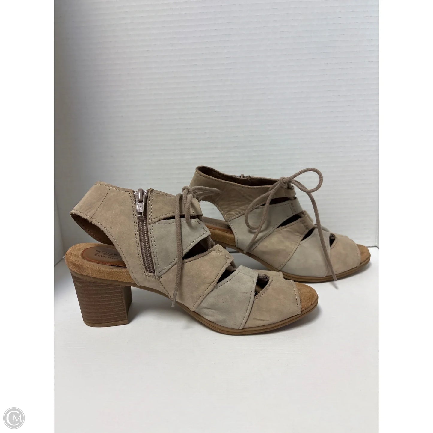 Sandals Heels Block By Rockport In Grey, Size: 7.5