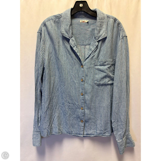 Top Long Sleeve By Faherty In Blue, Size: L