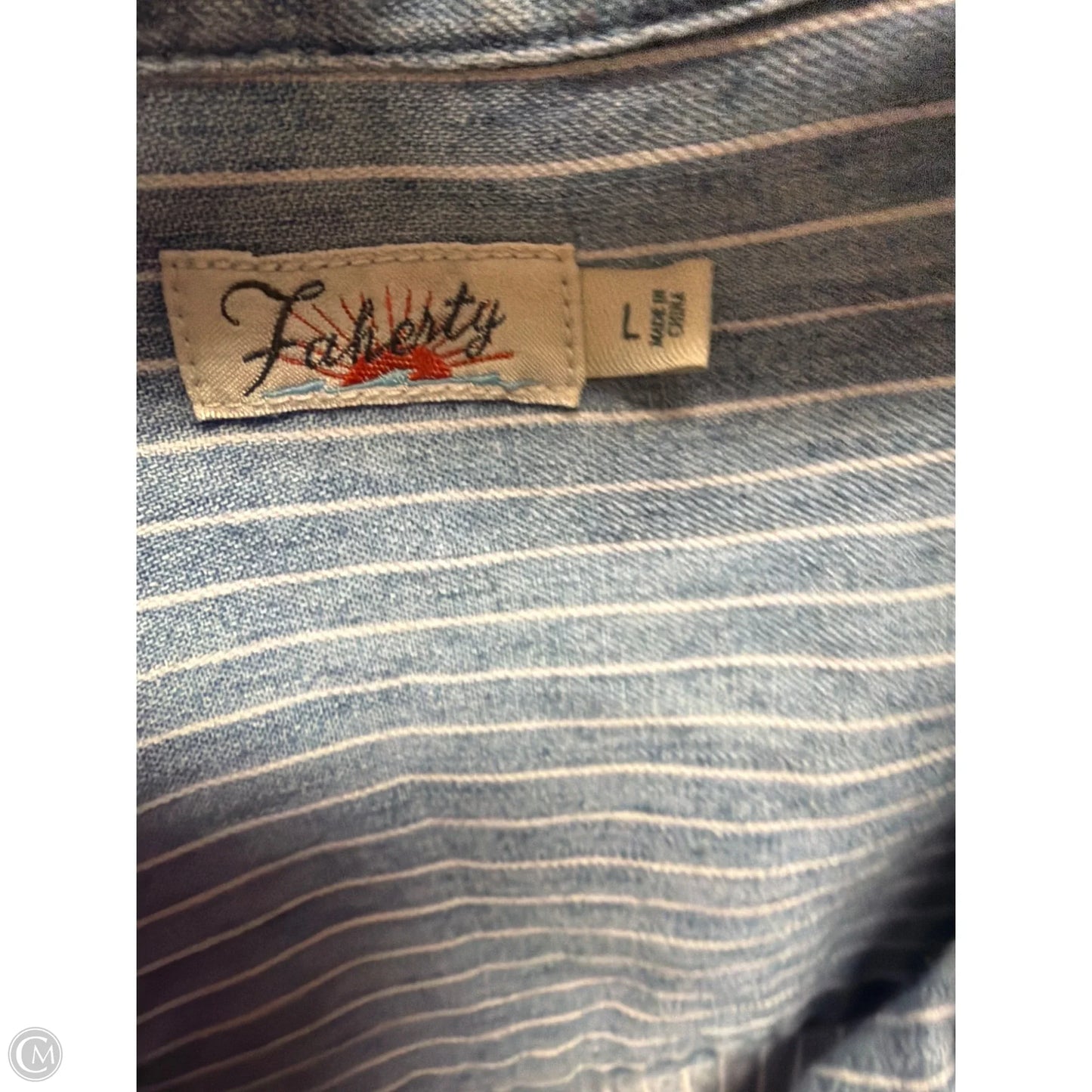 Top Long Sleeve By Faherty In Blue, Size: L