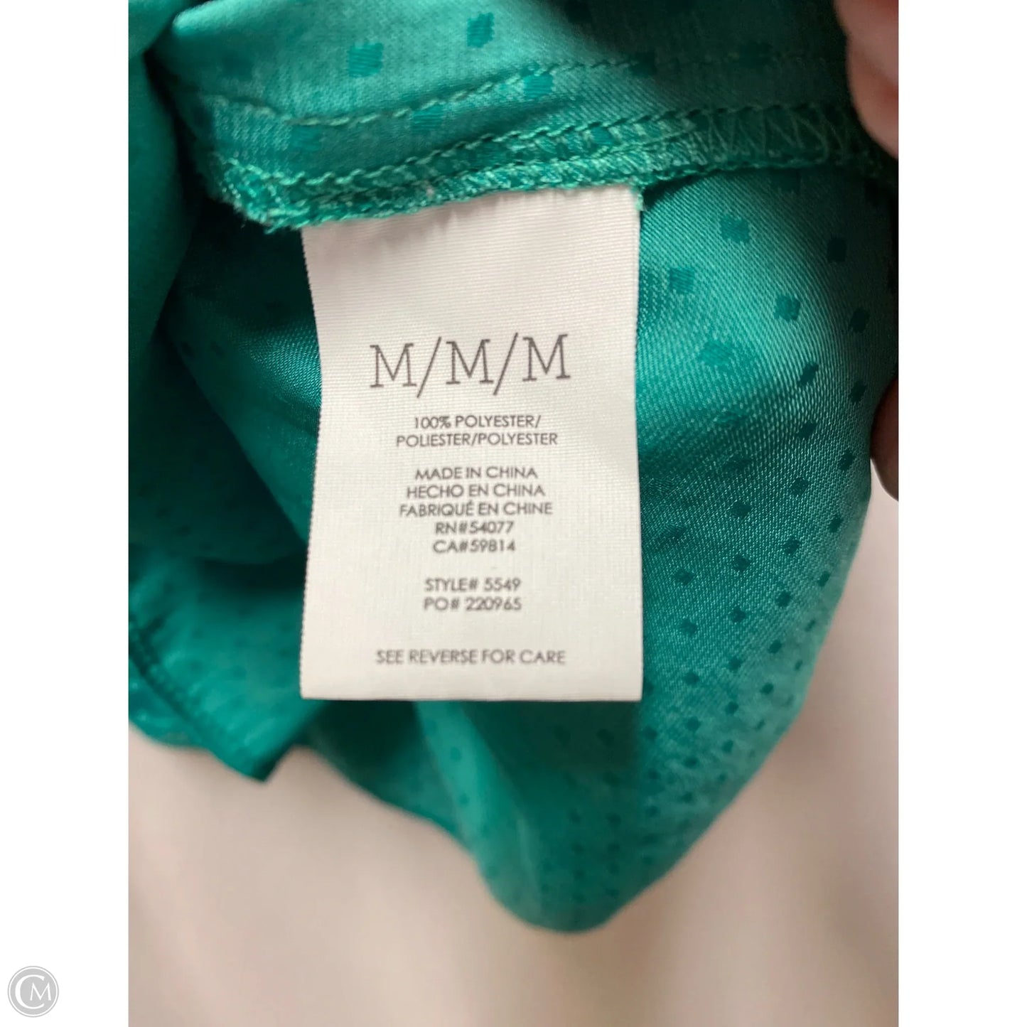 Top Sleeveless By Cabi In Green, Size: M