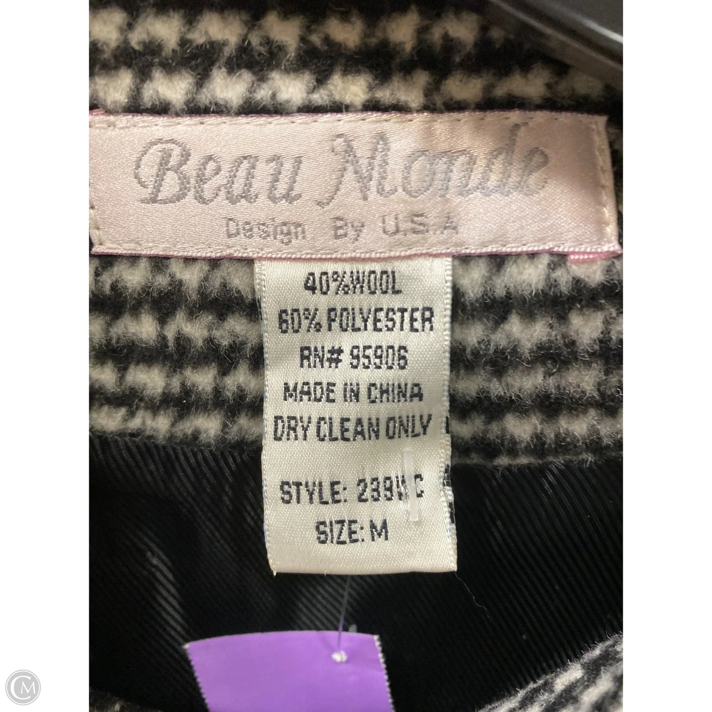 Coat Wool By Clothes Mentor In Black & White, Size: M